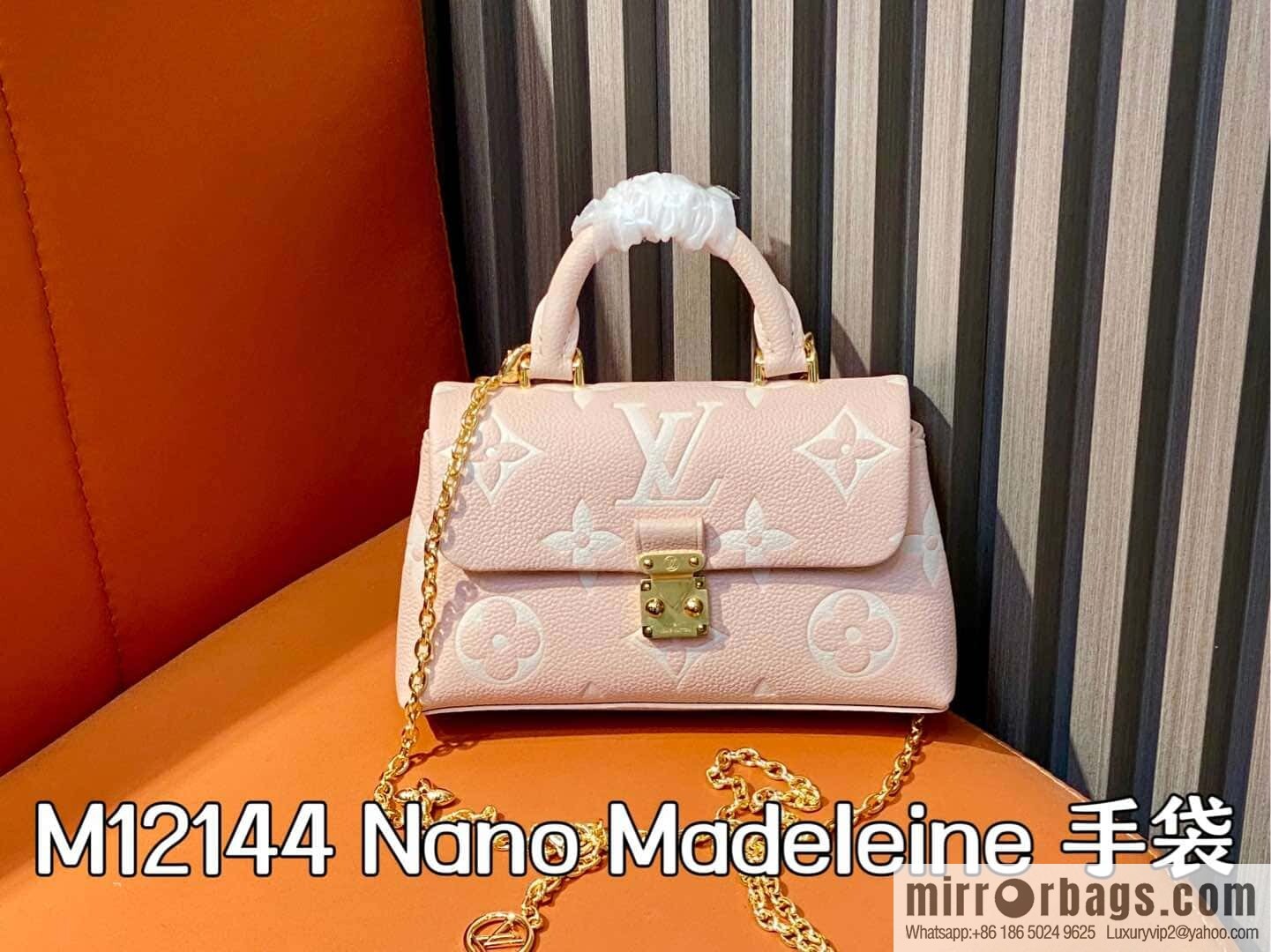 [Boutique‑grade] M12144 milkshake powder, full leather chain bag series M13796 This Nano Madeleine handbag