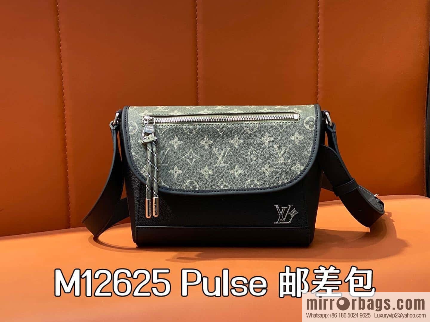 [Boutique‑grade] M12625 green flower, men's bag messenger bag series Pulse messenger bag