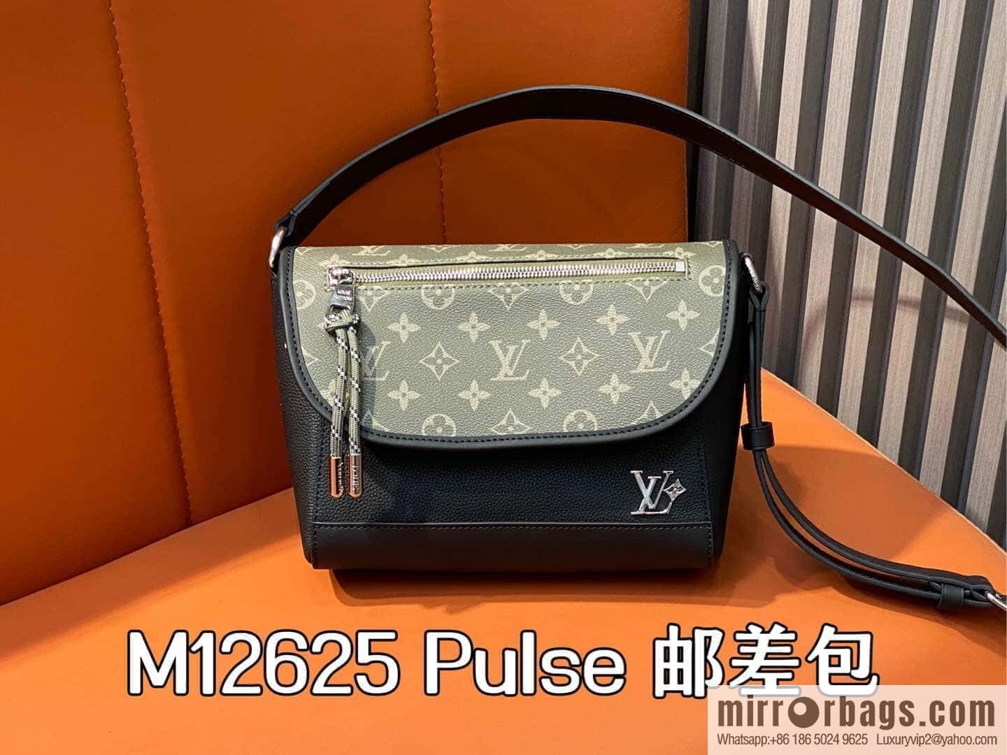[Boutique‑grade] M12625 green flower, men's bag messenger bag series Pulse messenger bag