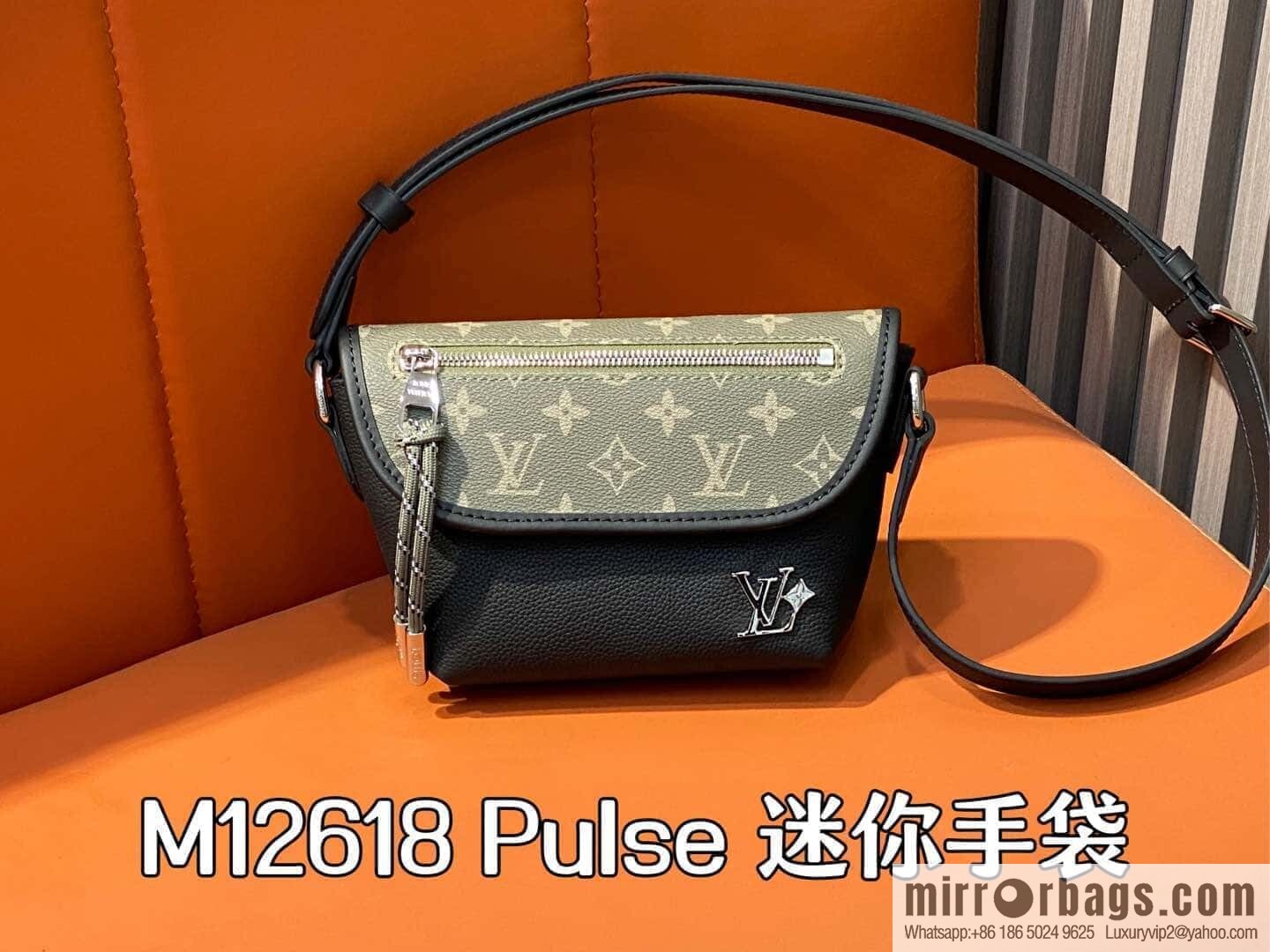 [Boutique‑grade] M12618 green flower, men's bag messenger bag series Pulse mini handbag