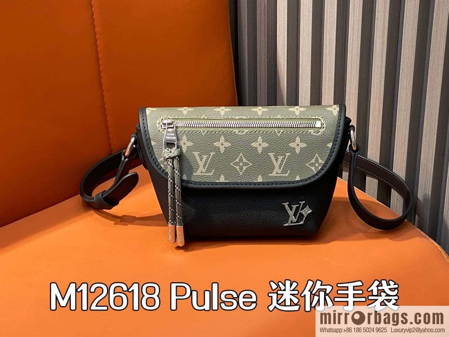 [Boutique‑grade] M12618 green flower, men's bag messenger bag series Pulse mini handbag