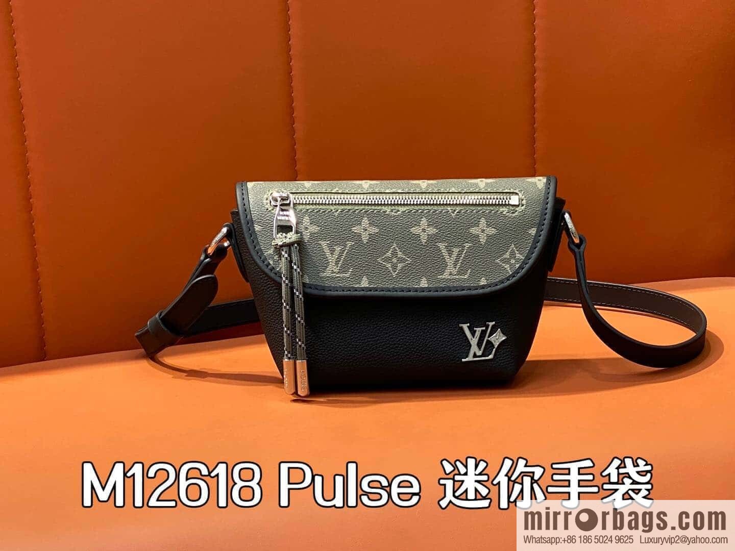 [Boutique‑grade] M12618 green flower, men's bag messenger bag series Pulse mini handbag