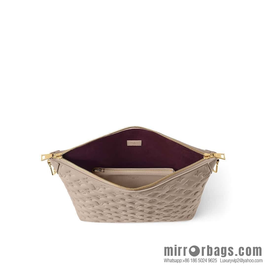 [Boutique‑grade] M12071 taupe, full leather chain bag Coussin Hobo MM handbag
