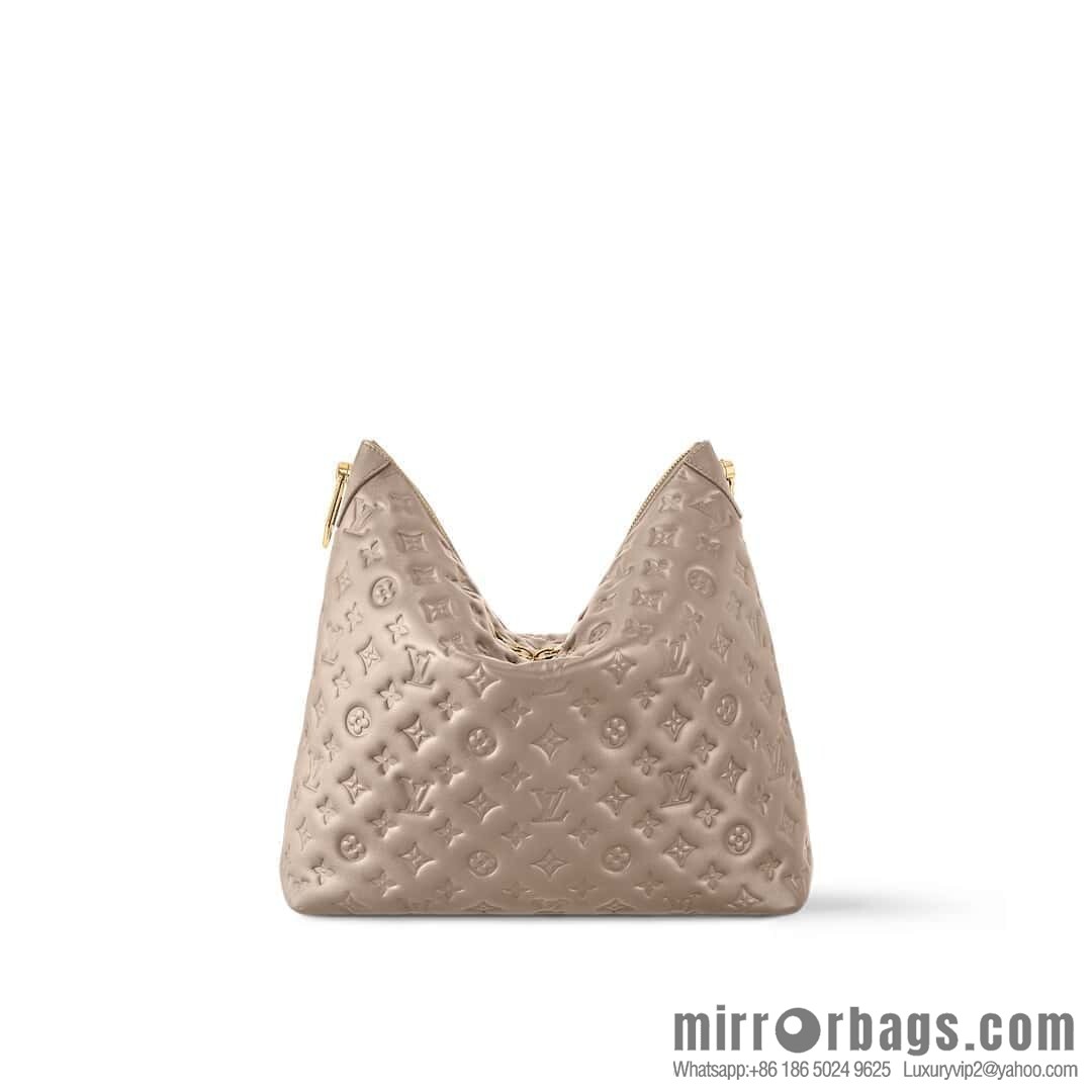 [Boutique‑grade] M12071 taupe, full leather chain bag Coussin Hobo MM handbag