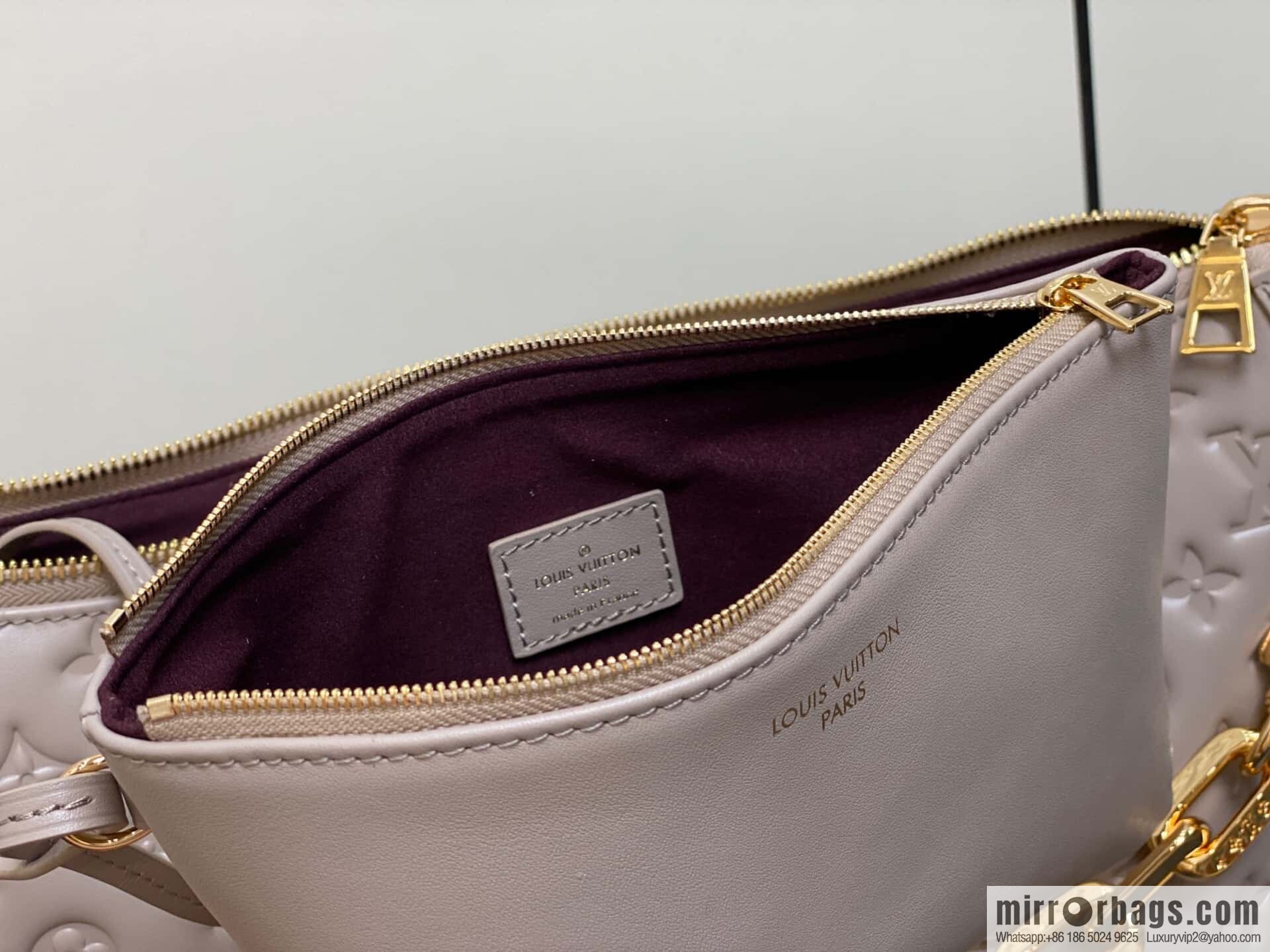[Boutique‑grade] M12071 taupe, full leather chain bag Coussin Hobo MM handbag