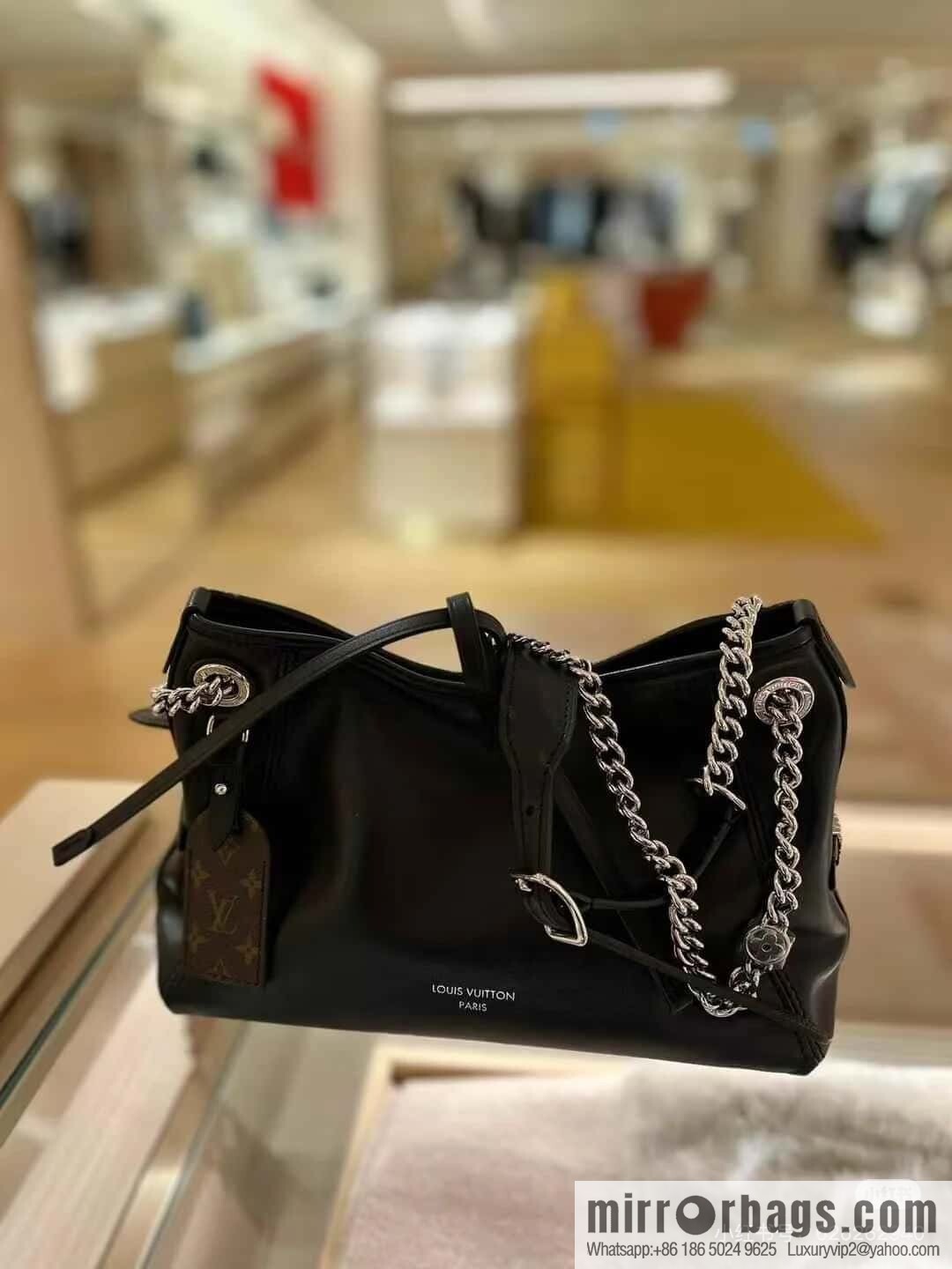 [Boutique‑grade] M12888 black full leather, shopping bag series CARRYALL BB handbag