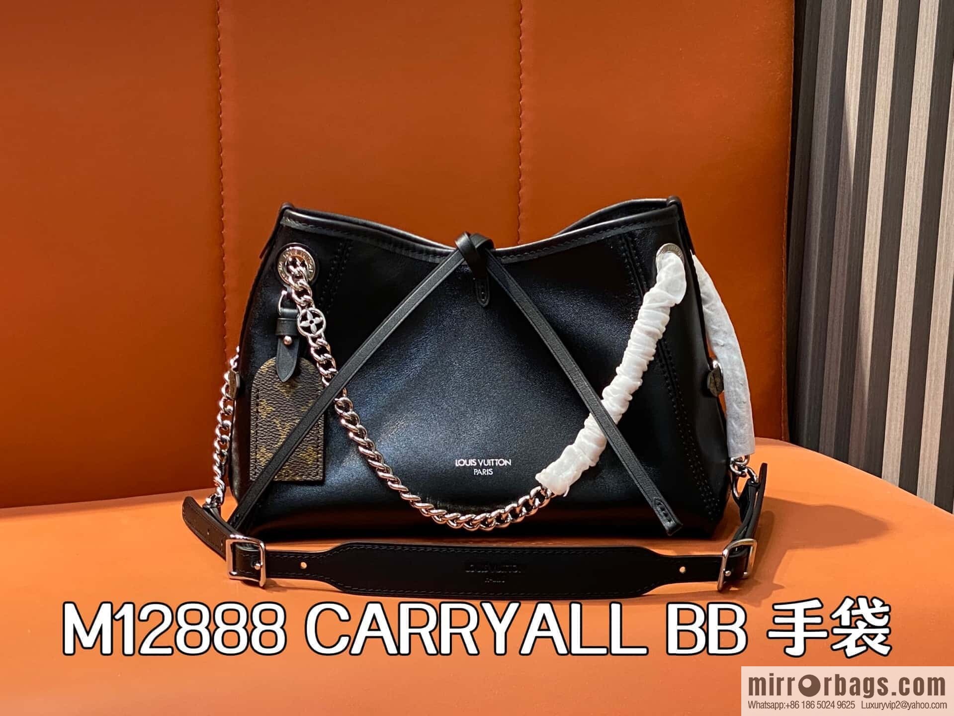 [Boutique‑grade] M12888 black full leather, shopping bag series CARRYALL BB handbag