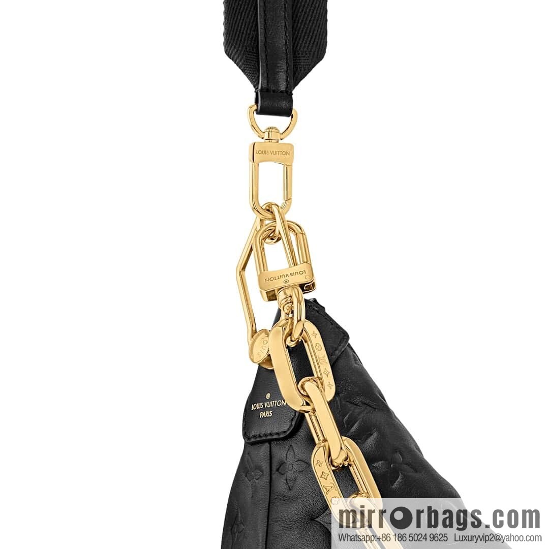 [Boutique‑grade] M12068 black, full leather chain bag Coussin Hobo MM handbag