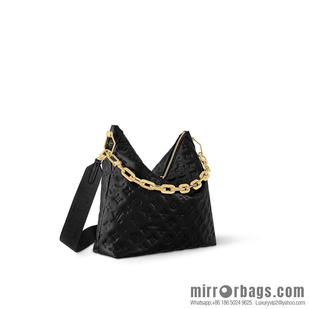 [Boutique‑grade] M12068 black, full leather chain bag Coussin Hobo MM handbag