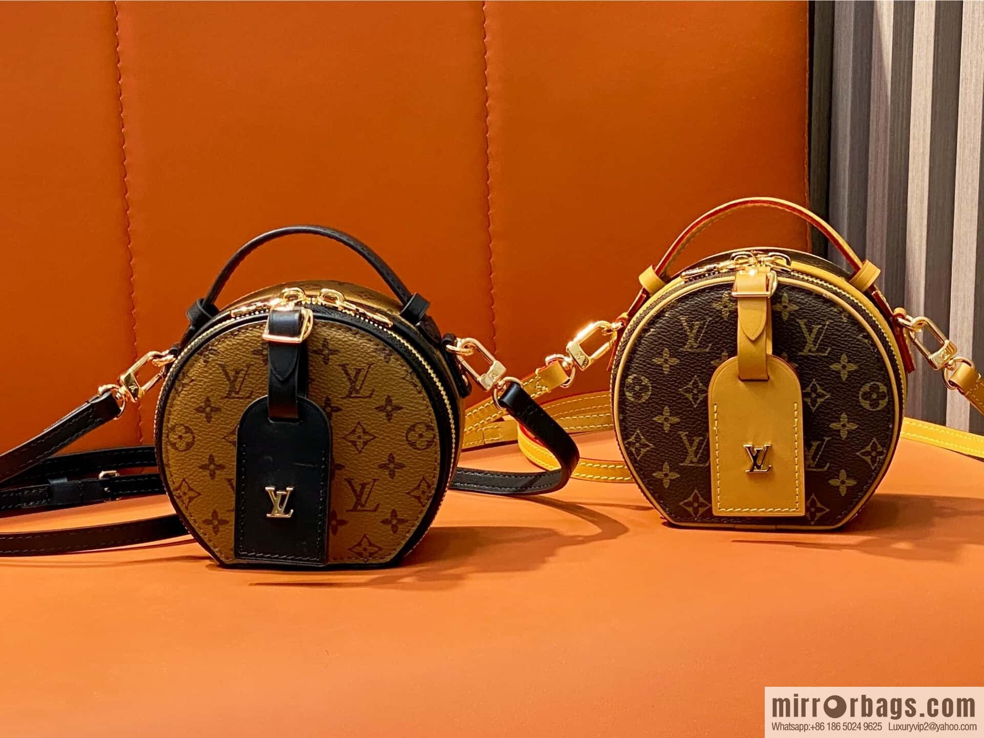 [Boutique‑grade] M83575 presbyopia M83614 yellow flower, small apple bag MINI round cake bag Mini Boite Chapeau handbag