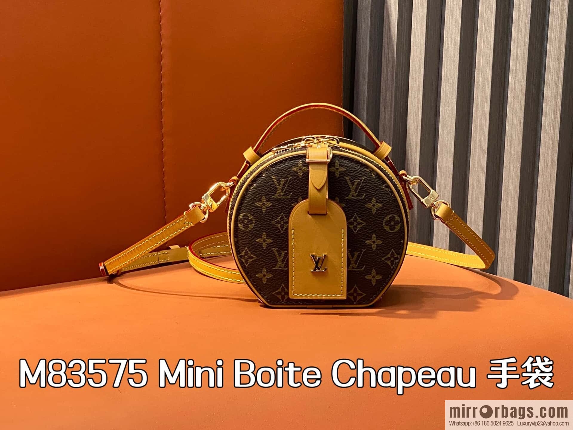 [Boutique‑grade] M83575 presbyopia M83614 yellow flower, small apple bag MINI round cake bag Mini Boite Chapeau handbag