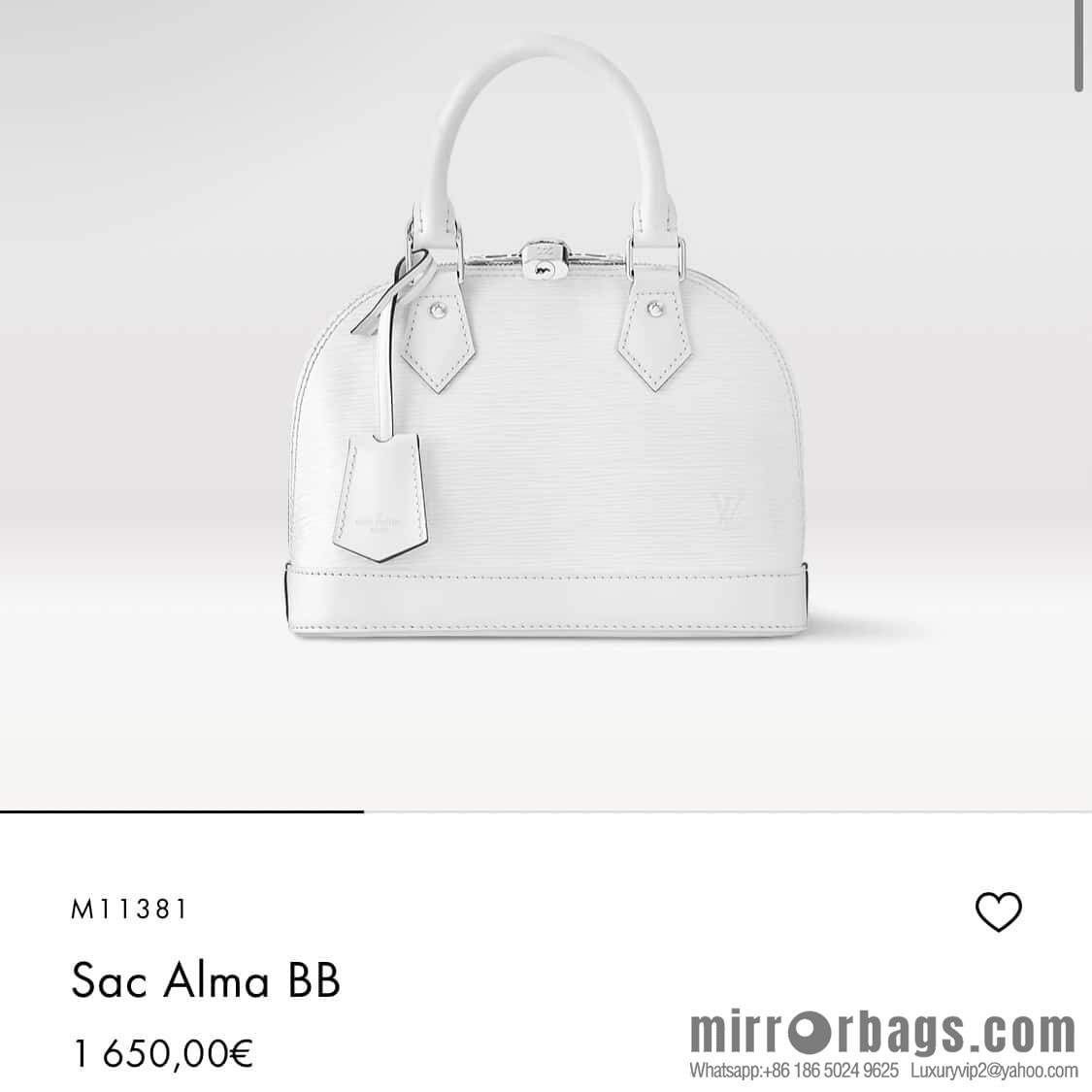 [Boutique‑grade] M11381 white, water ripple shell bag Sac Alma BB handbag