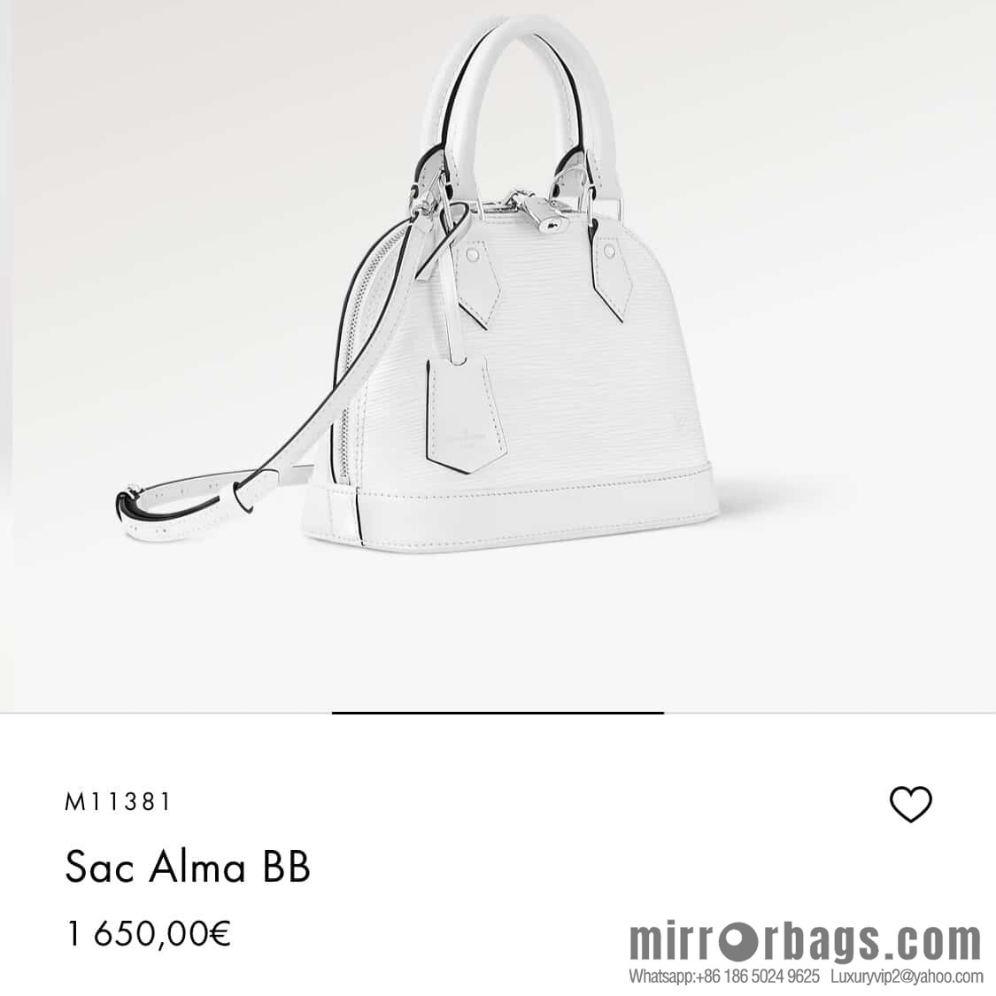[Boutique‑grade] M11381 white, water ripple shell bag Sac Alma BB handbag