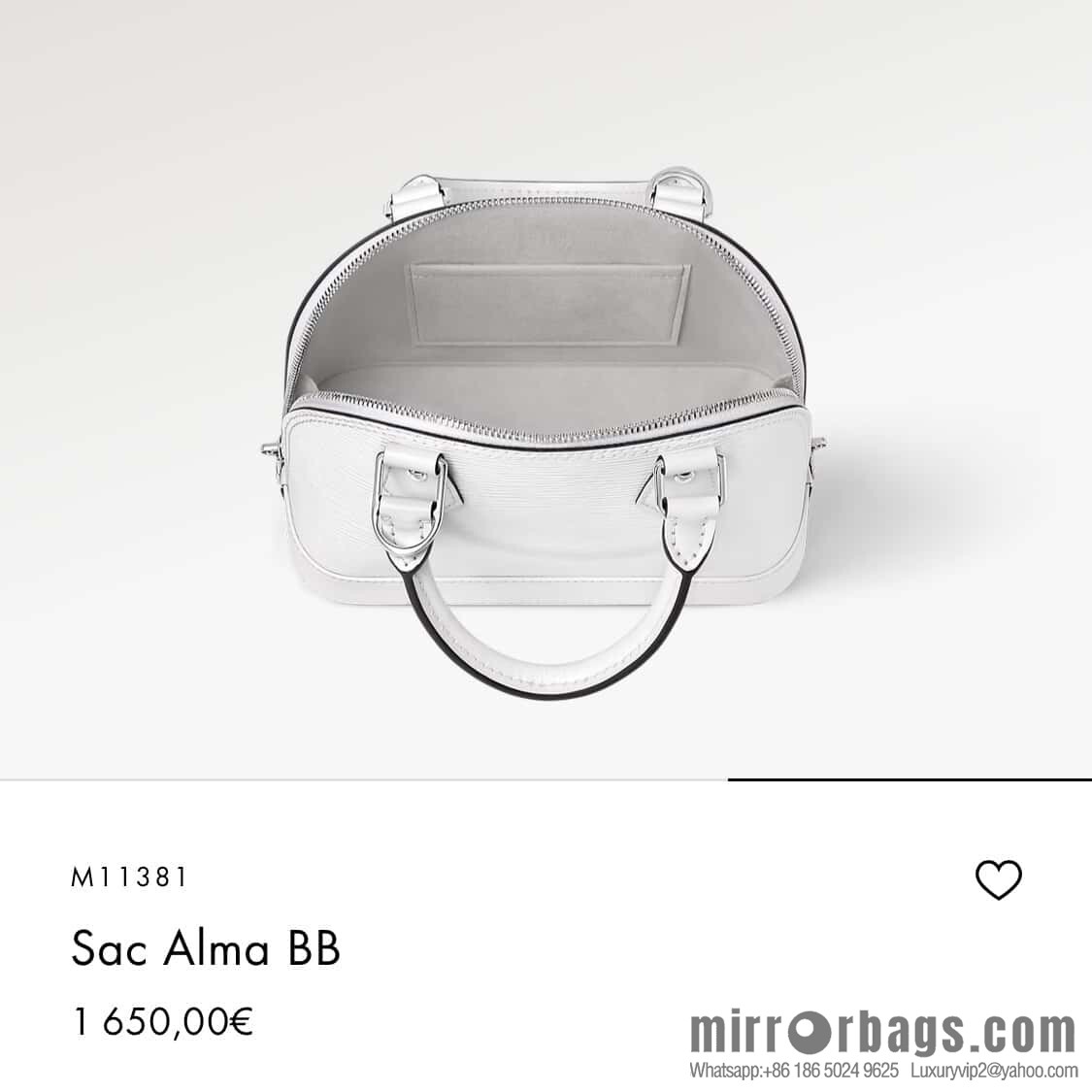 [Boutique‑grade] M11381 white, water ripple shell bag Sac Alma BB handbag