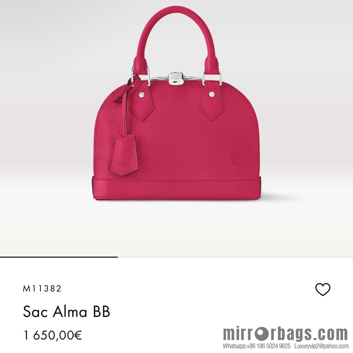 [Boutique‑grade] M11382 rose red, water ripple shell bag Sac Alma BB handbag