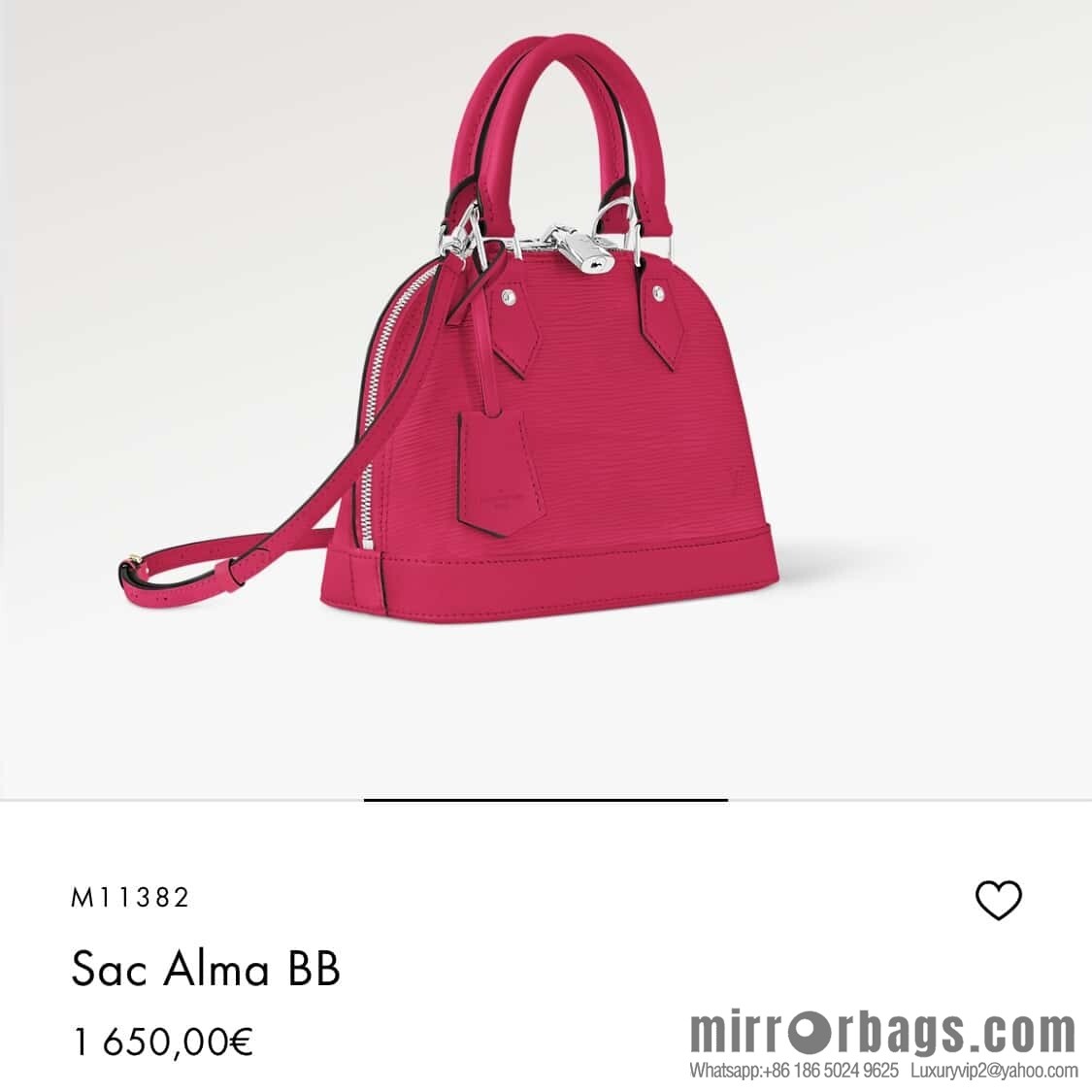 [Boutique‑grade] M11382 rose red, water ripple shell bag Sac Alma BB handbag