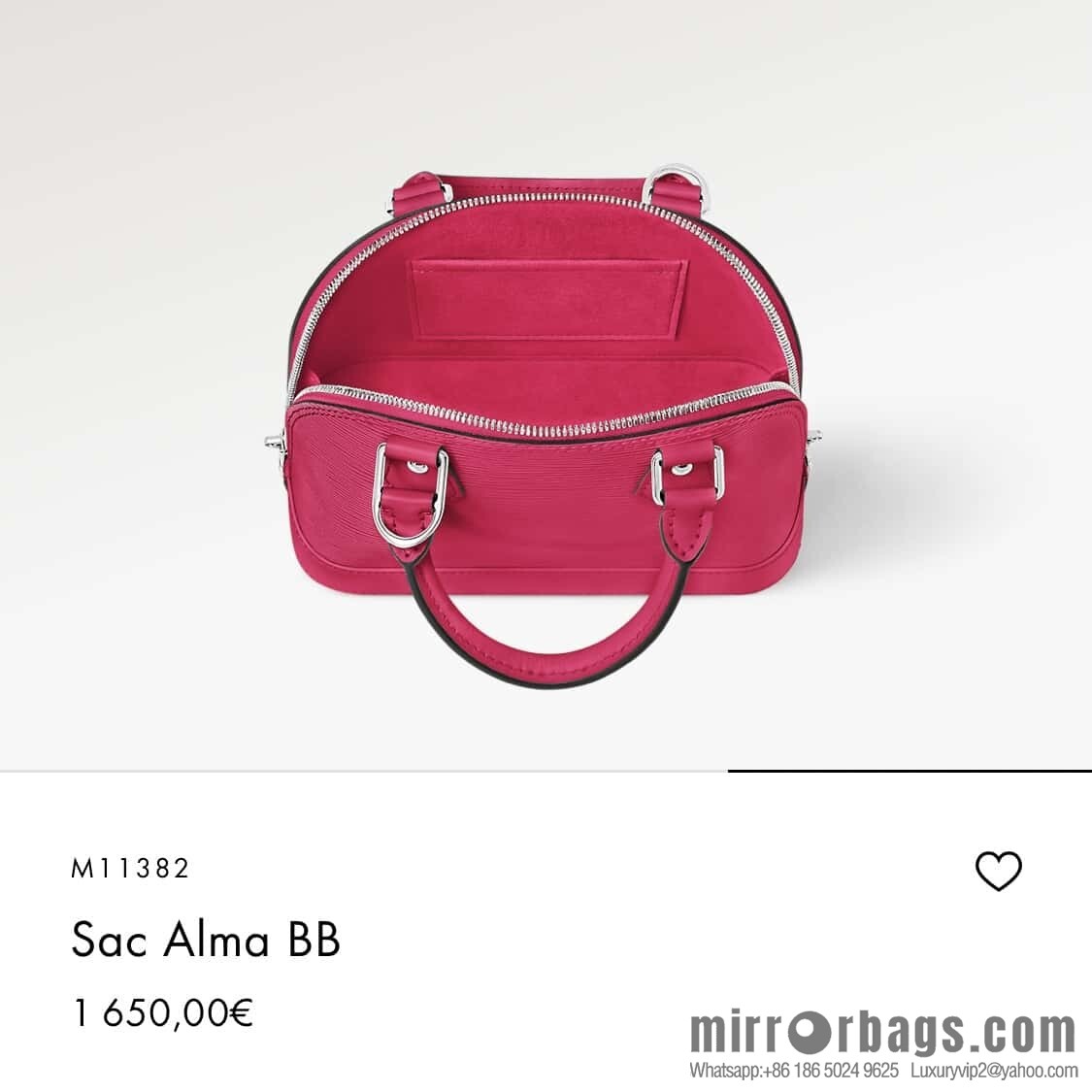 [Boutique‑grade] M11382 rose red, water ripple shell bag Sac Alma BB handbag