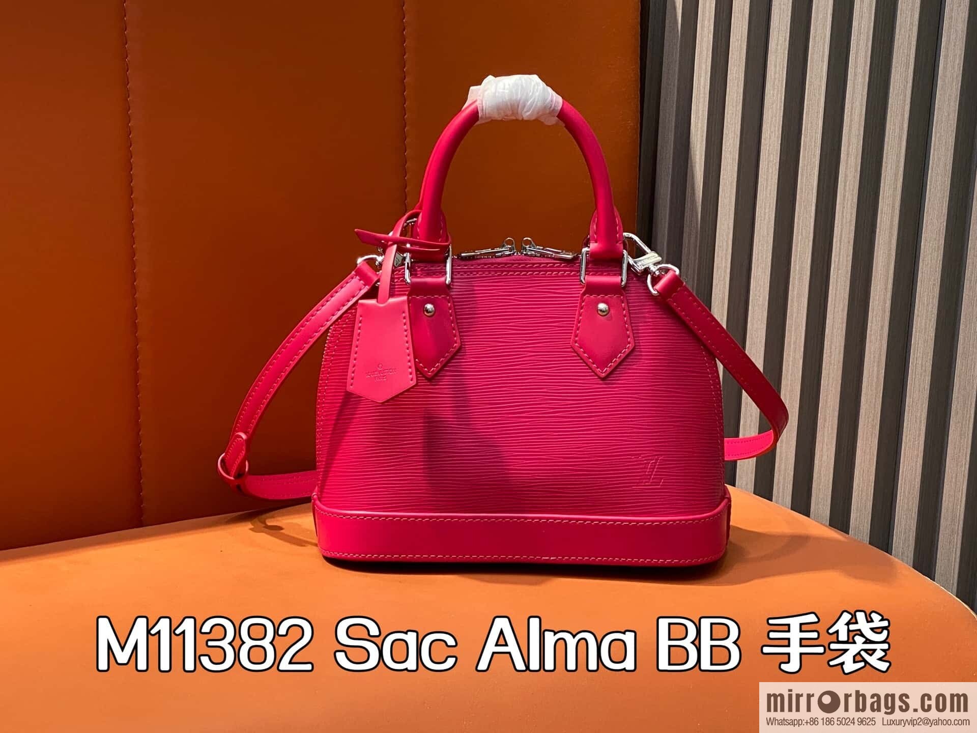 [Boutique‑grade] M11382 rose red, water ripple shell bag Sac Alma BB handbag