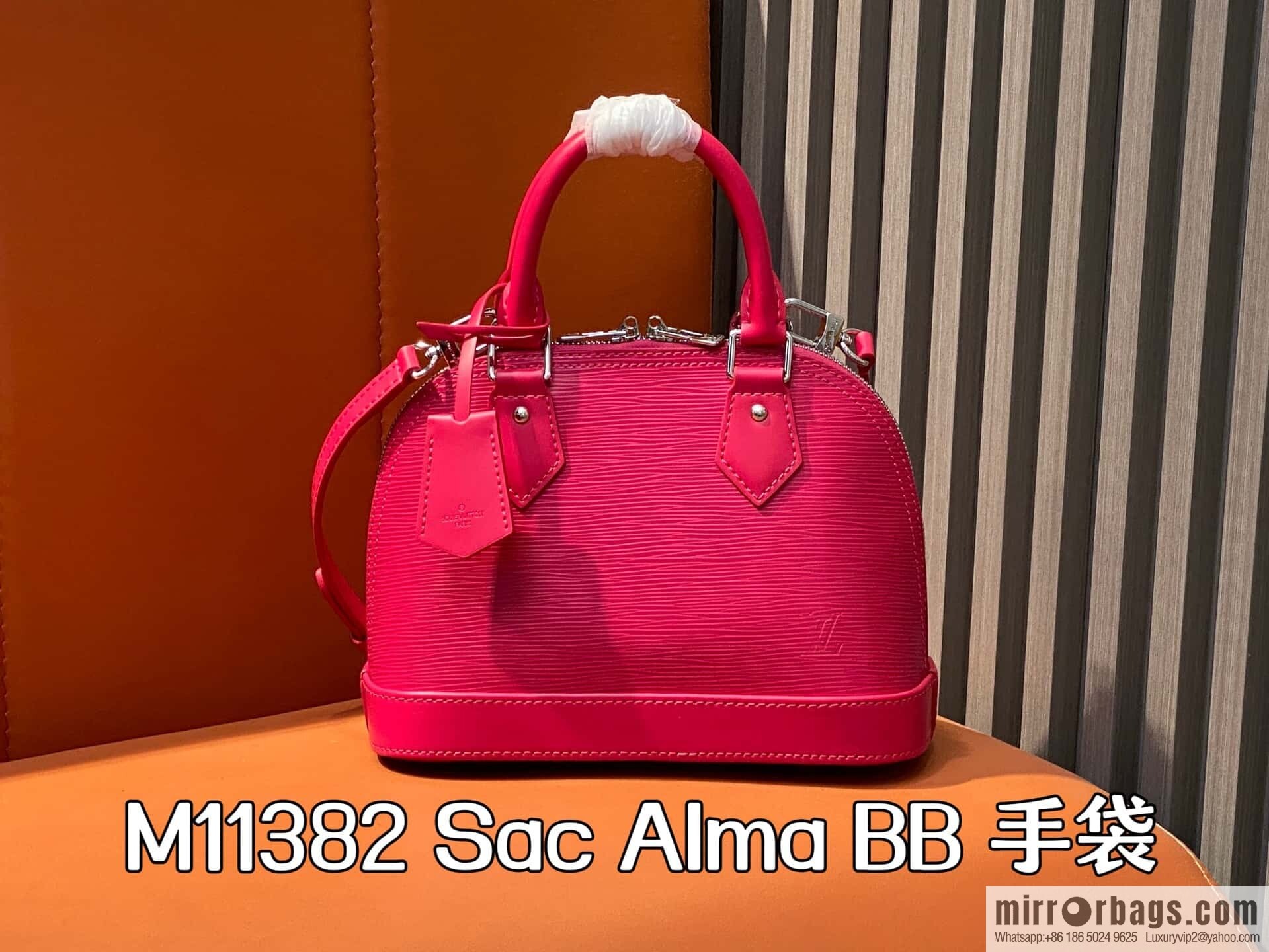 [Boutique‑grade] M11382 rose red, water ripple shell bag Sac Alma BB handbag