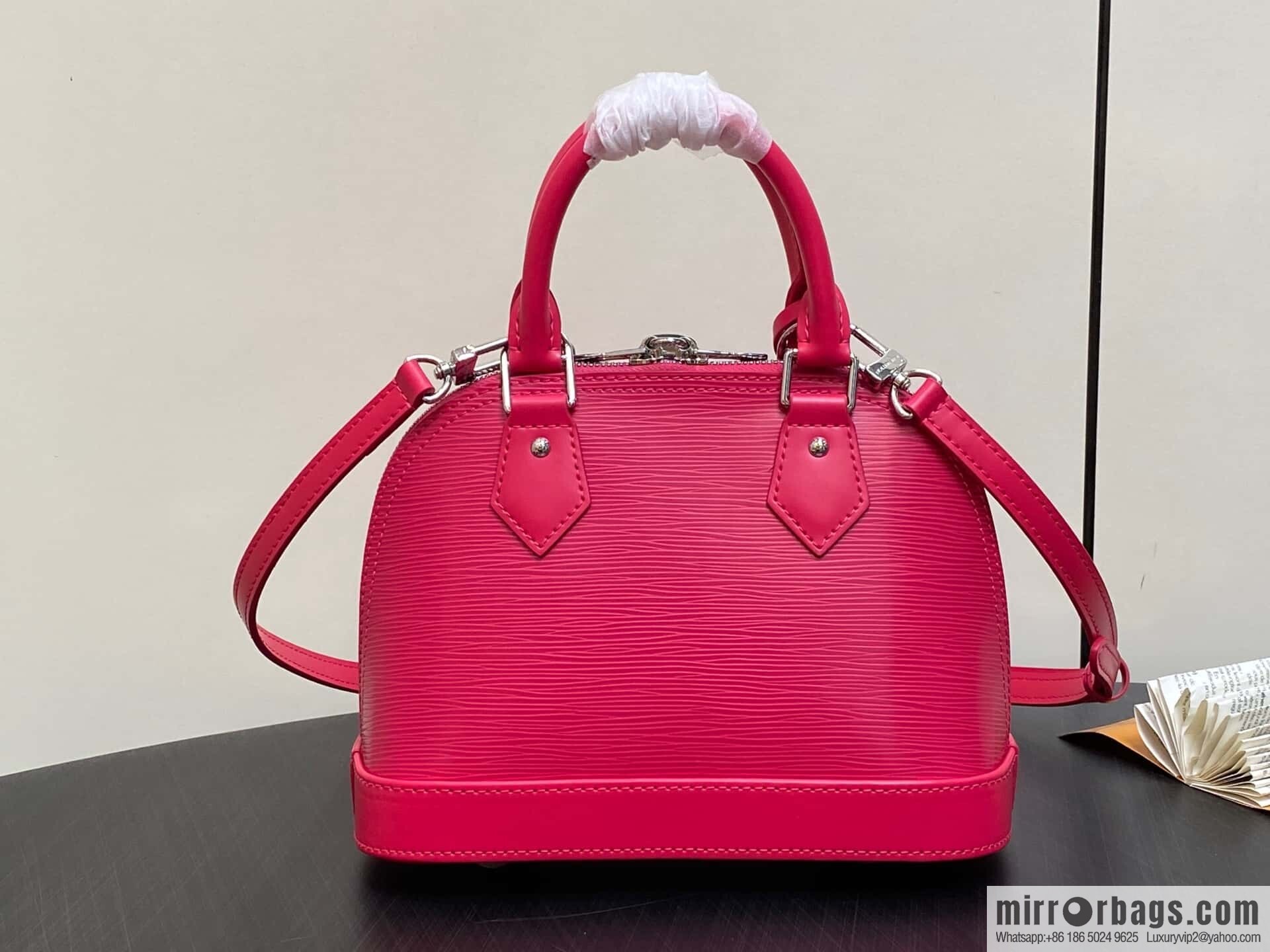 [Boutique‑grade] M11382 rose red, water ripple shell bag Sac Alma BB handbag