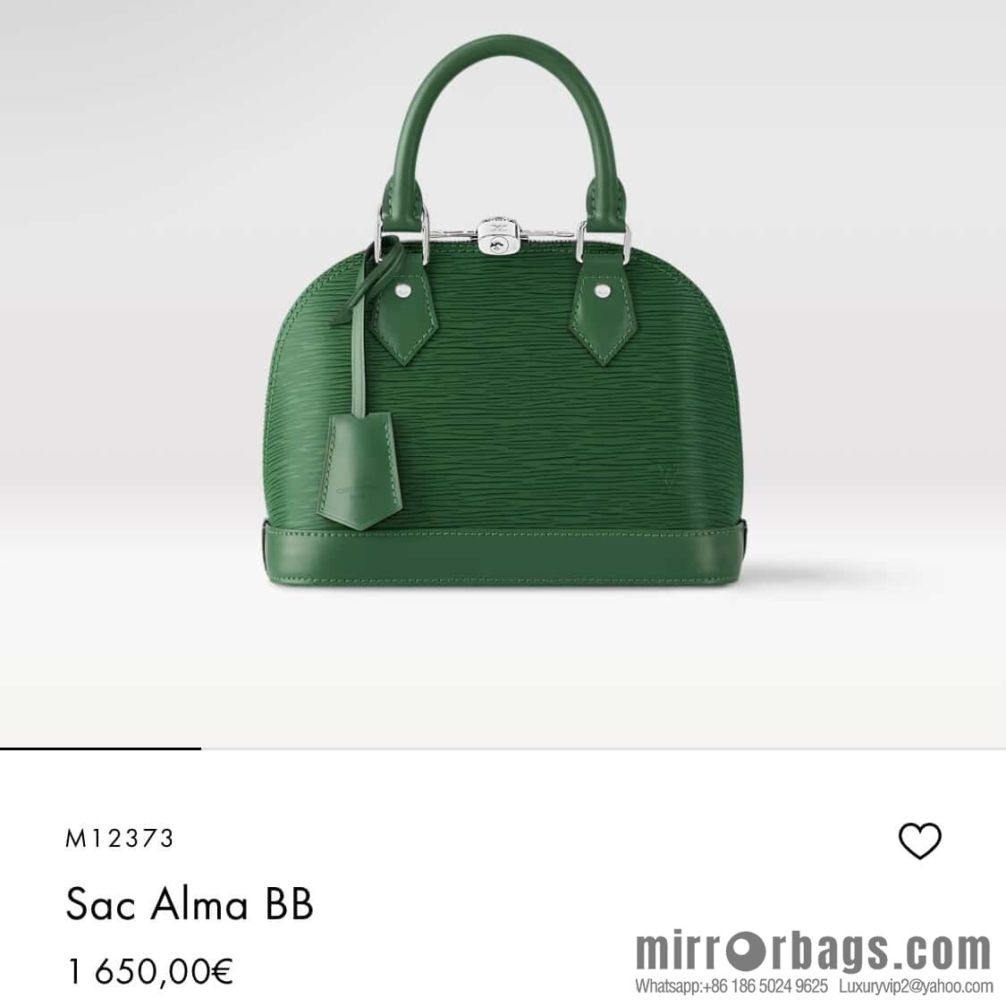 [Boutique‑grade] M12373 green, water ripple shell bag Sac Alma BB handbag