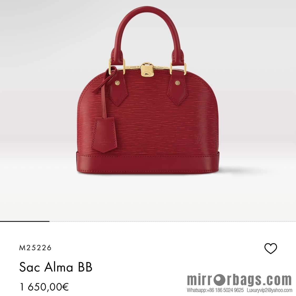 [Boutique‑grade] M25226 red, water ripple shell bag Sac Alma BB handbag