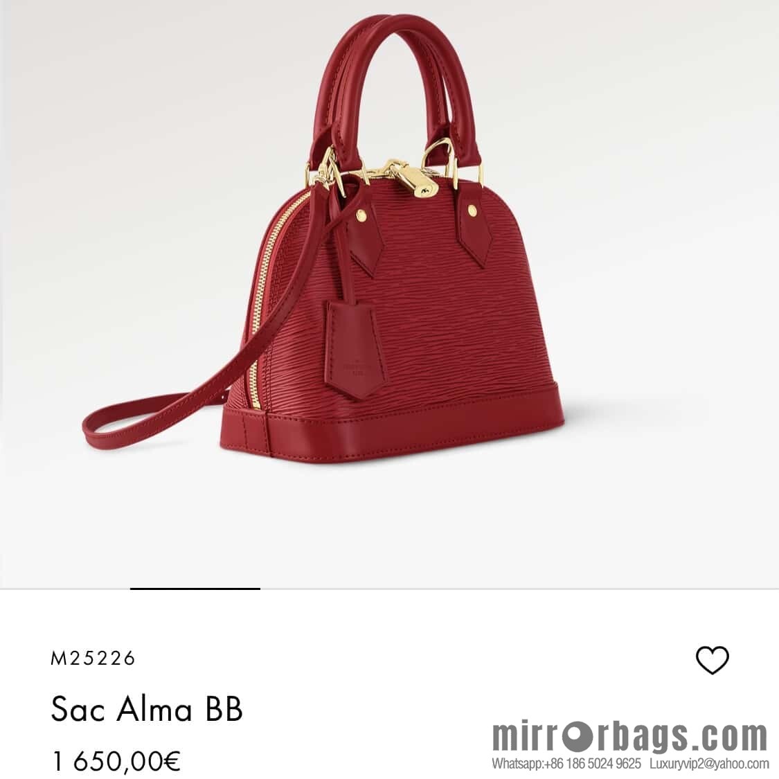 [Boutique‑grade] M25226 red, water ripple shell bag Sac Alma BB handbag