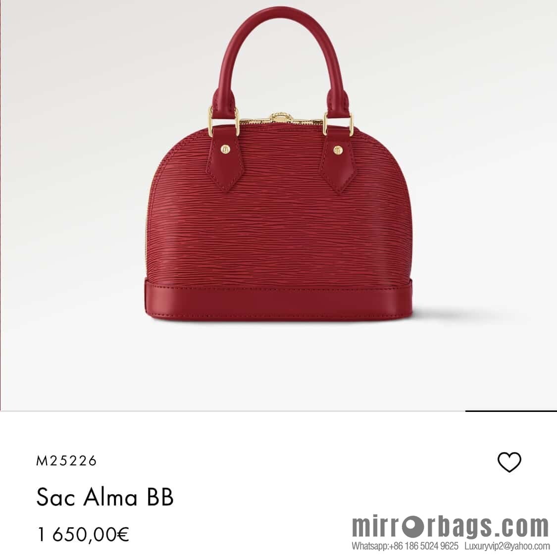 [Boutique‑grade] M25226 red, water ripple shell bag Sac Alma BB handbag
