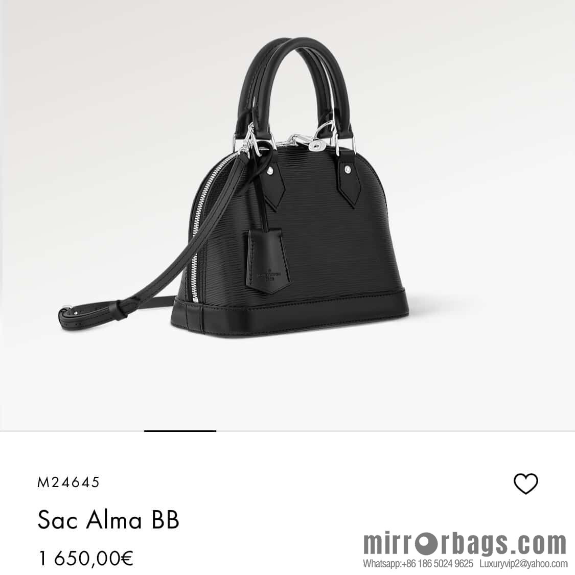 [Boutique‑grade] M24645 black, water ripple shell bag Sac Alma BB handbag