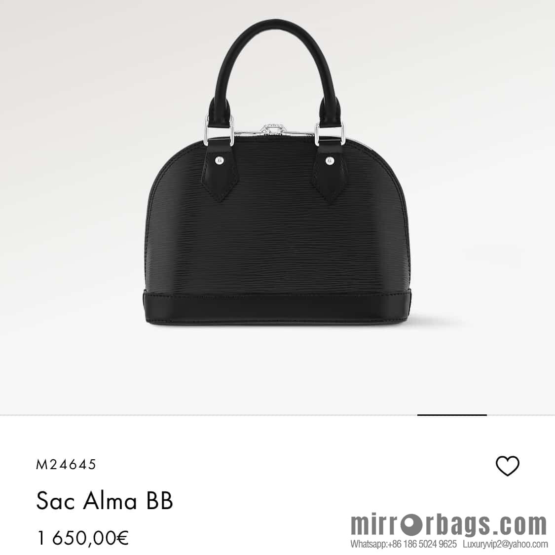 [Boutique‑grade] M24645 black, water ripple shell bag Sac Alma BB handbag