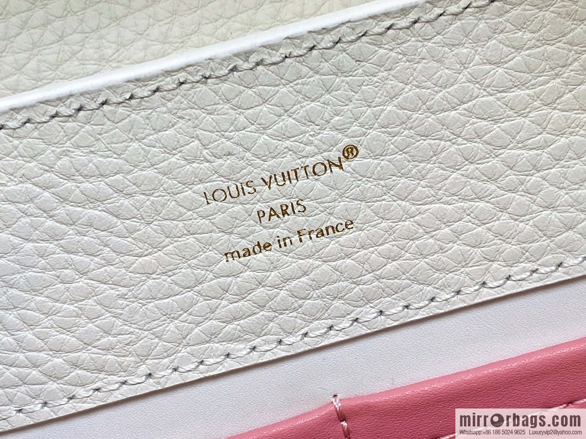 [Boutique‑grade] M12279 white, full leather cap that English Capucines medium handbag