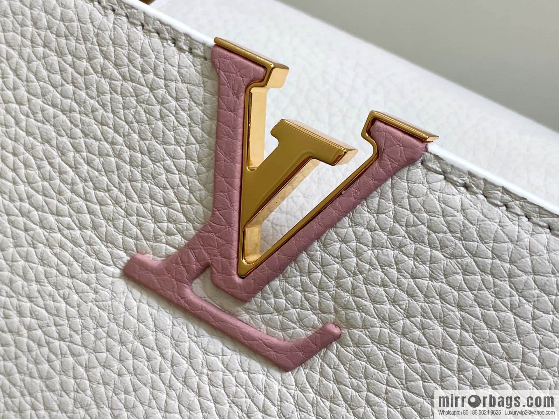 [Boutique‑grade] M12279 white, full leather cap that English Capucines BB handbag