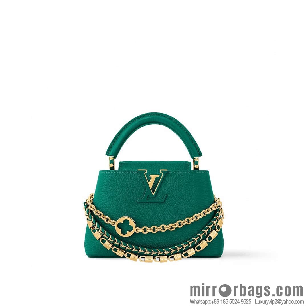 [Boutique‑grade] M11906 green, full leather cap, English style, this Capucines medium handbag.