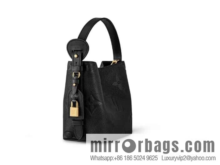 [Boutique‑grade] M13480 black, full leather bucket bag ALL IN BB bucket handbag