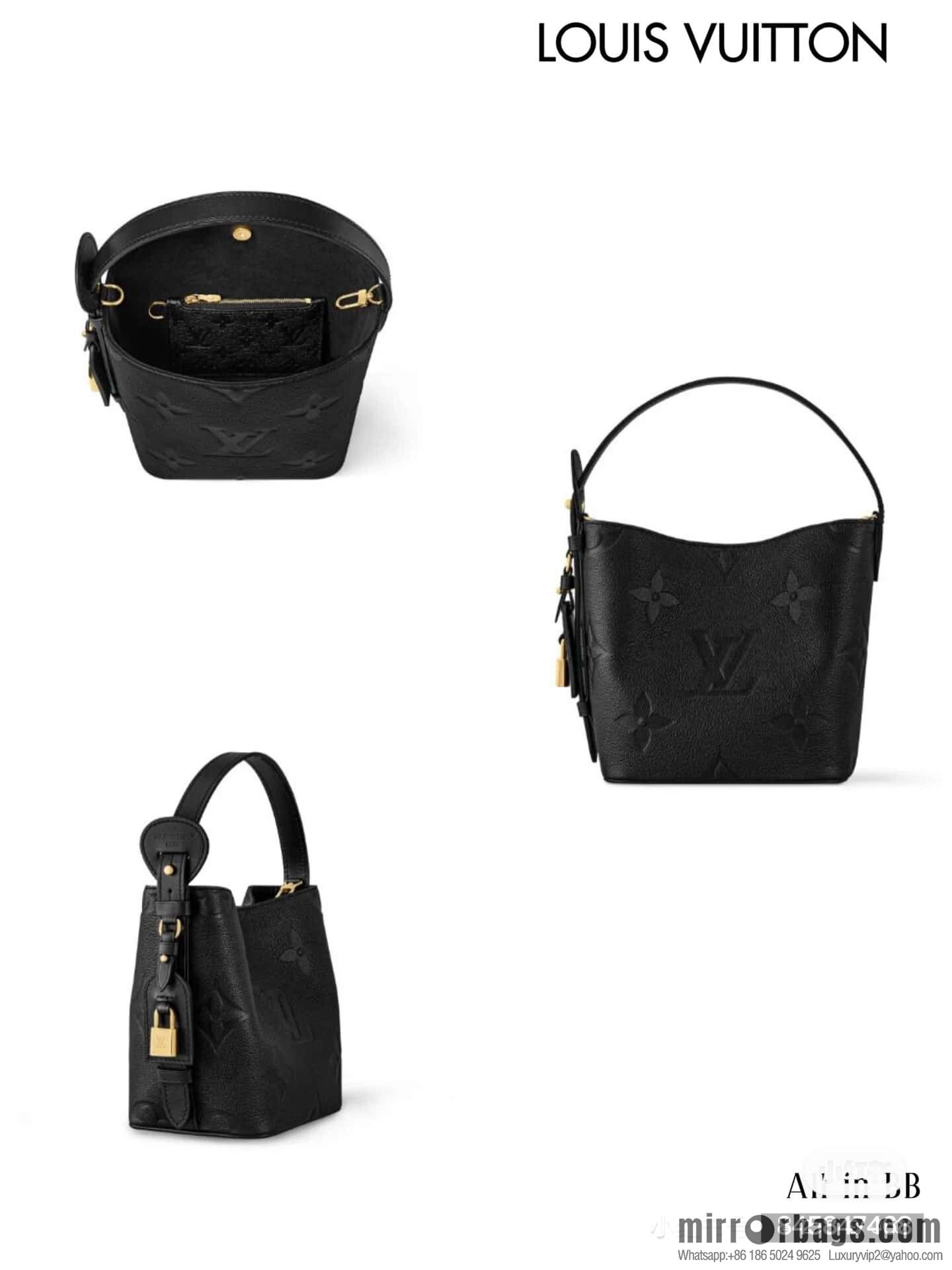 [Boutique‑grade] M13480 black, full leather bucket bag ALL IN BB bucket handbag