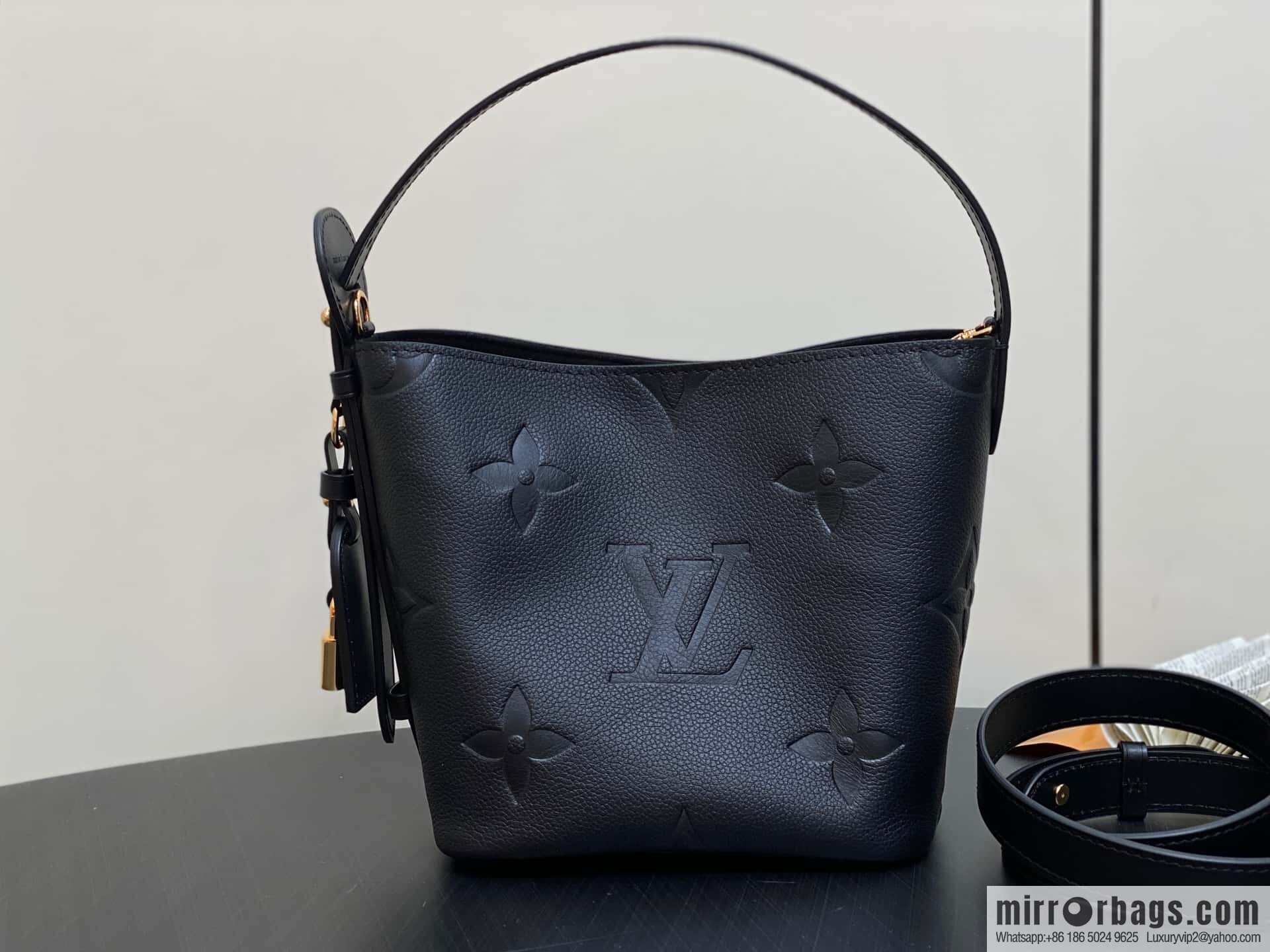 [Boutique‑grade] M13480 black, full leather bucket bag ALL IN BB bucket handbag