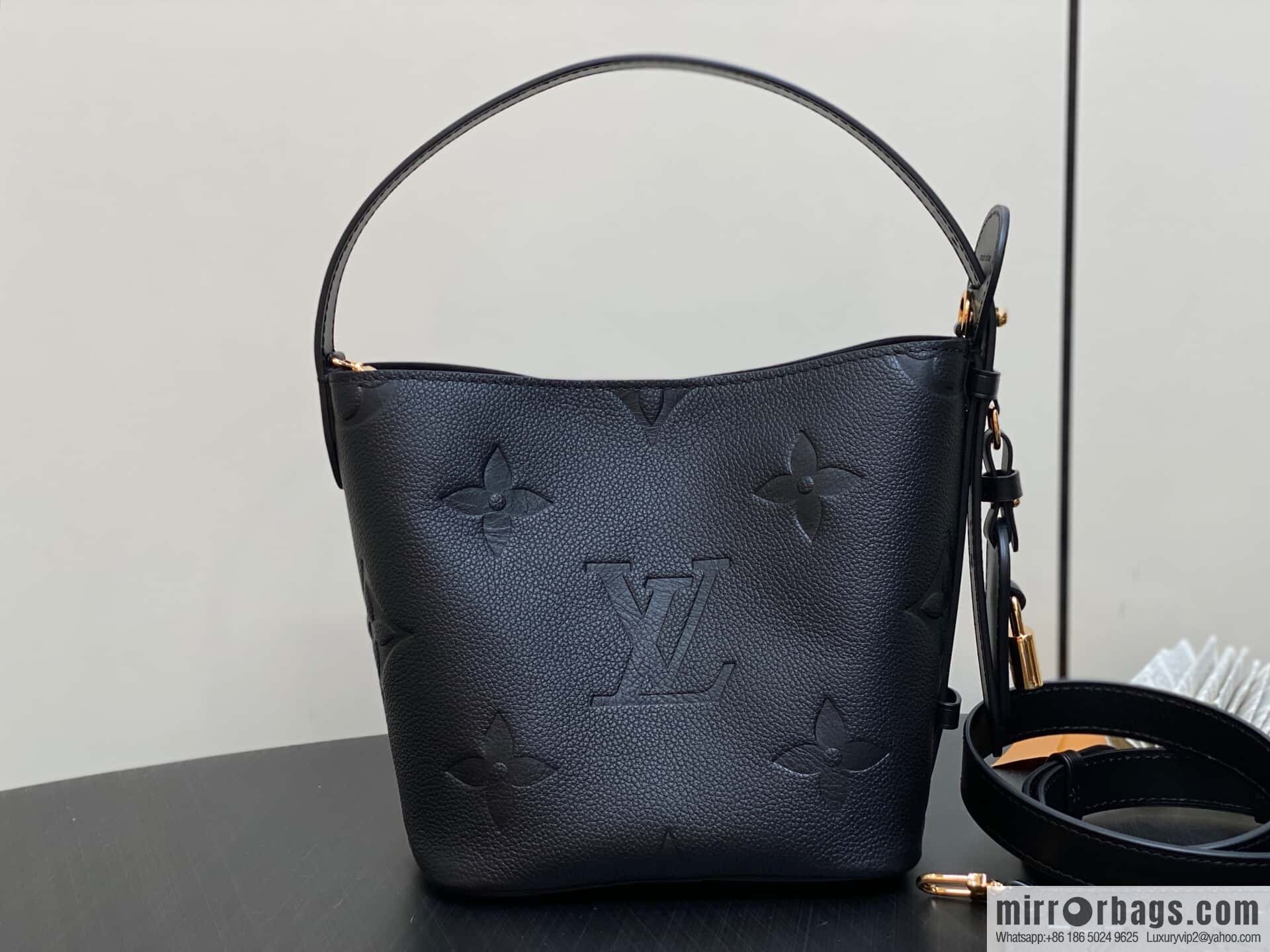 [Boutique‑grade] M13480 black, full leather bucket bag ALL IN BB bucket handbag