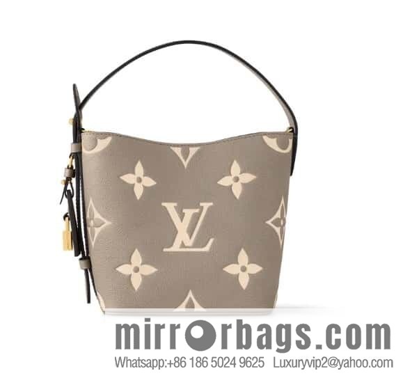 [Boutique‑grade] M13045 apricot silk screen printing, full leather bucket bag ALL IN BB bucket handbag