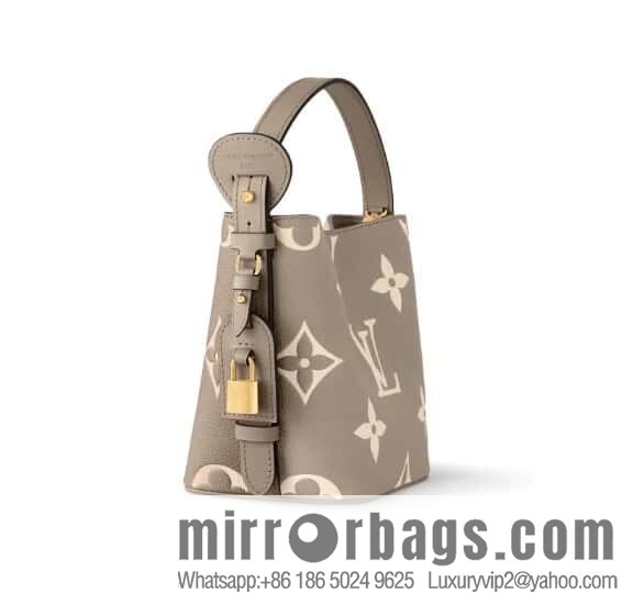 [Boutique‑grade] M13045 apricot silk screen printing, full leather bucket bag ALL IN BB bucket handbag