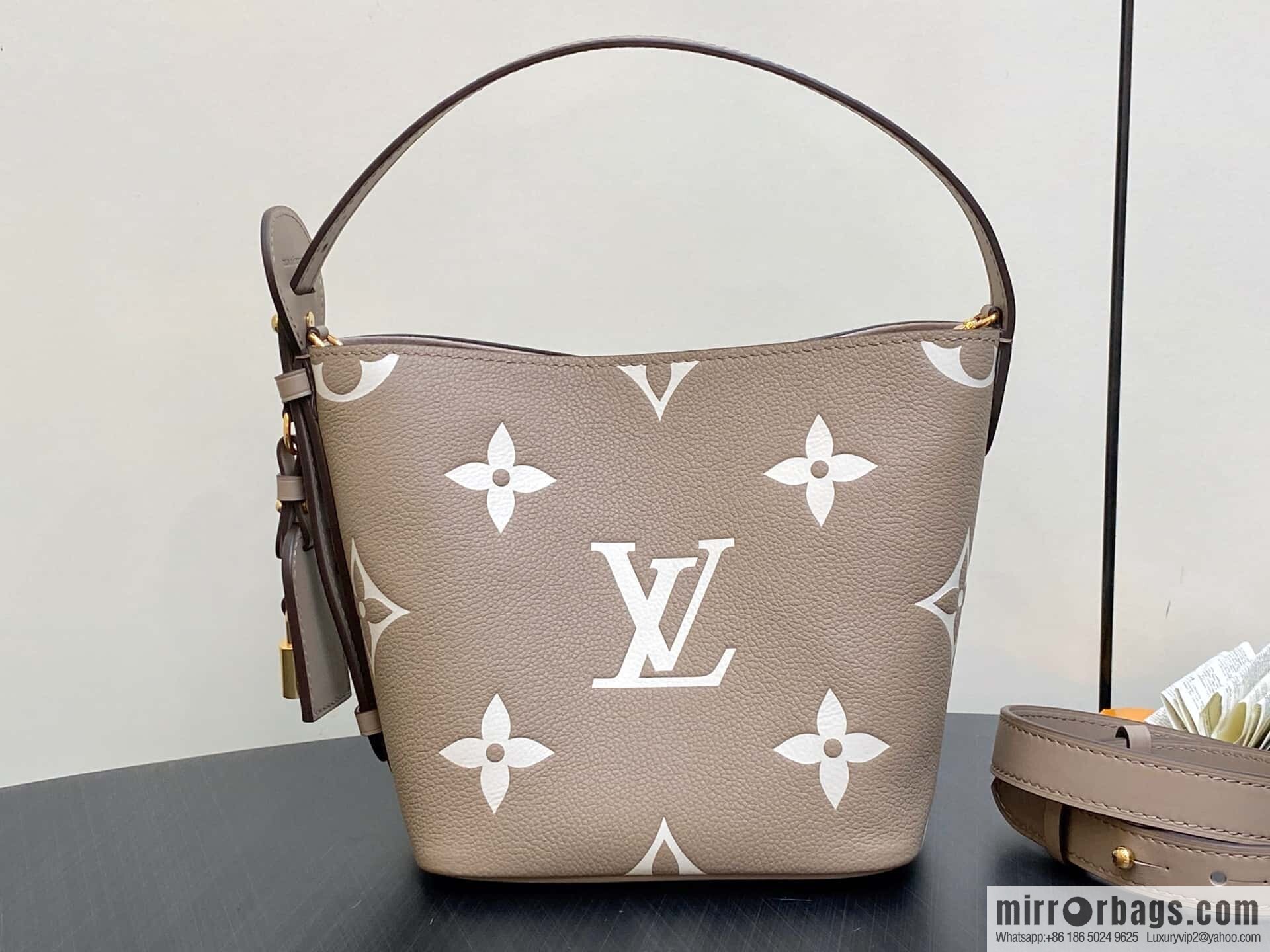 [Boutique‑grade] M13045 apricot silk screen printing, full leather bucket bag ALL IN BB bucket handbag