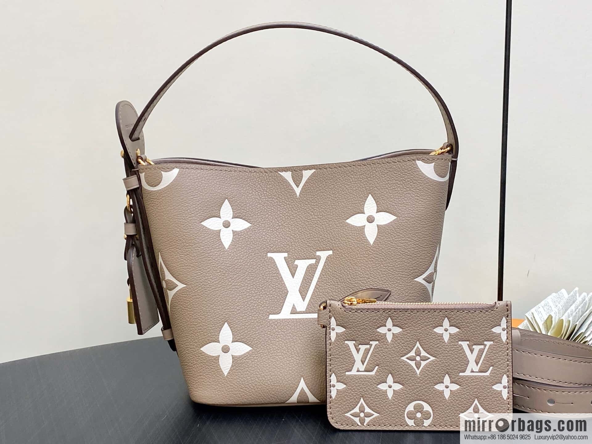 [Boutique‑grade] M13045 apricot silk screen printing, full leather bucket bag ALL IN BB bucket handbag