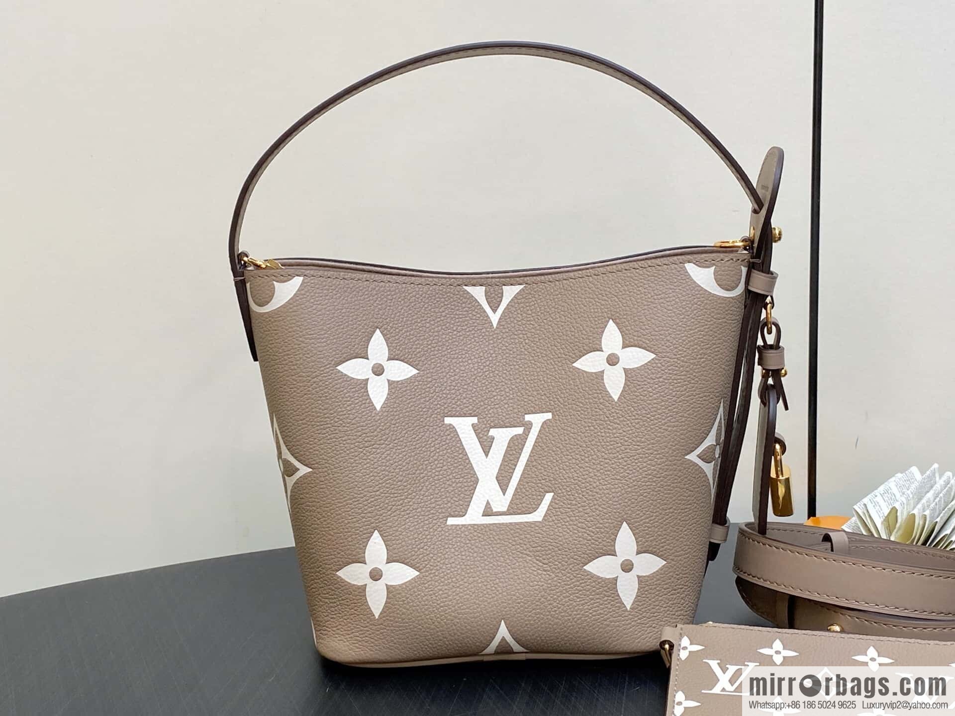 [Boutique‑grade] M13045 apricot silk screen printing, full leather bucket bag ALL IN BB bucket handbag