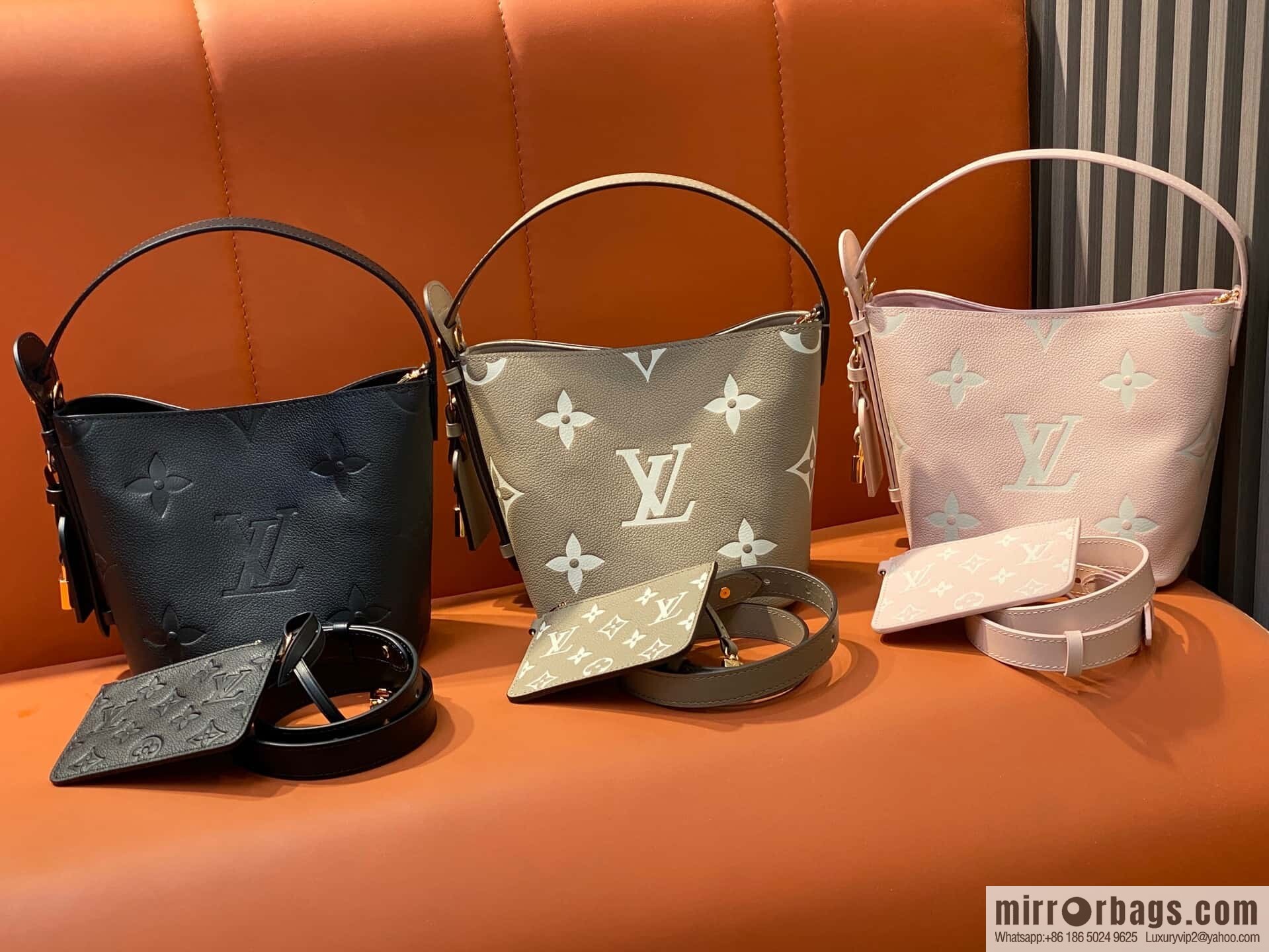 [Boutique‑grade] M14356 light pink silk screen, full leather bucket bag ALL IN BB bucket handbag