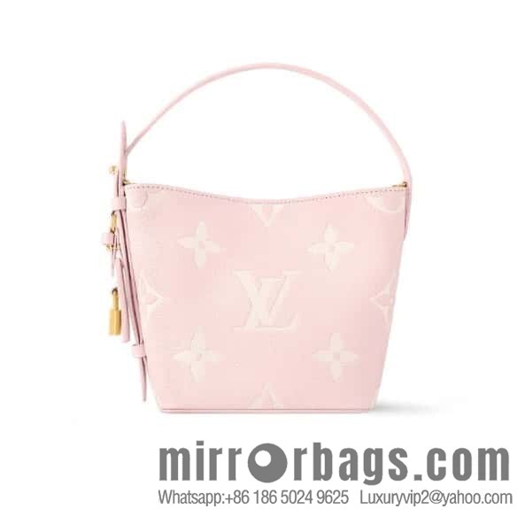 [Boutique‑grade] M14356 light pink silk screen, full leather bucket bag ALL IN BB bucket handbag