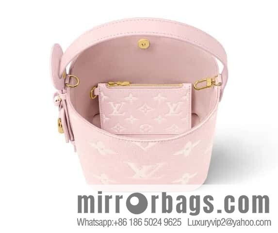 [Boutique‑grade] M14356 light pink silk screen, full leather bucket bag ALL IN BB bucket handbag