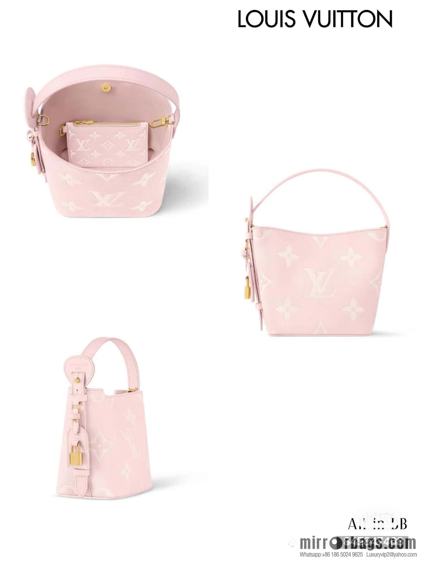 [Boutique‑grade] M14356 light pink silk screen, full leather bucket bag ALL IN BB bucket handbag