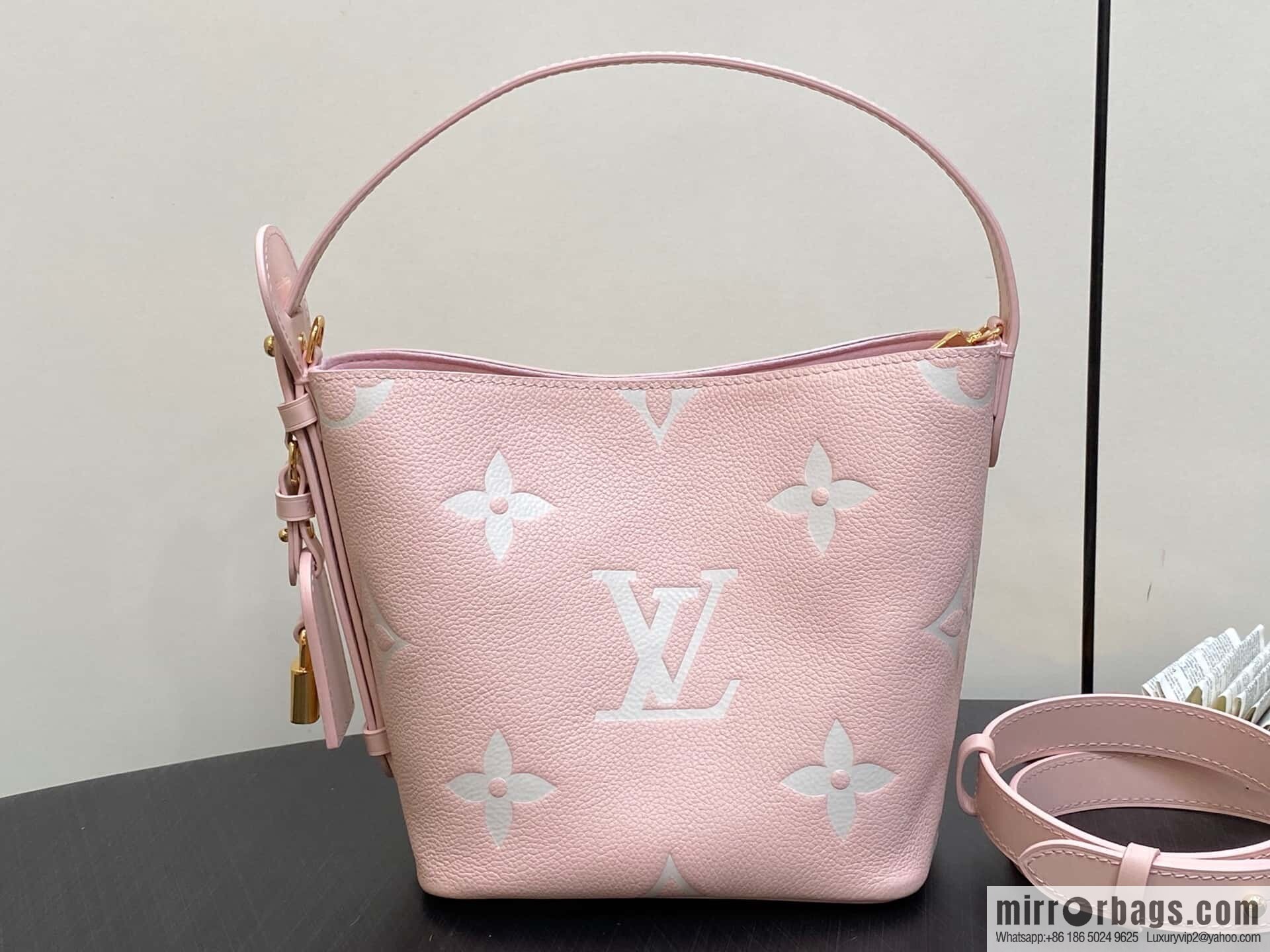 [Boutique‑grade] M14356 light pink silk screen, full leather bucket bag ALL IN BB bucket handbag