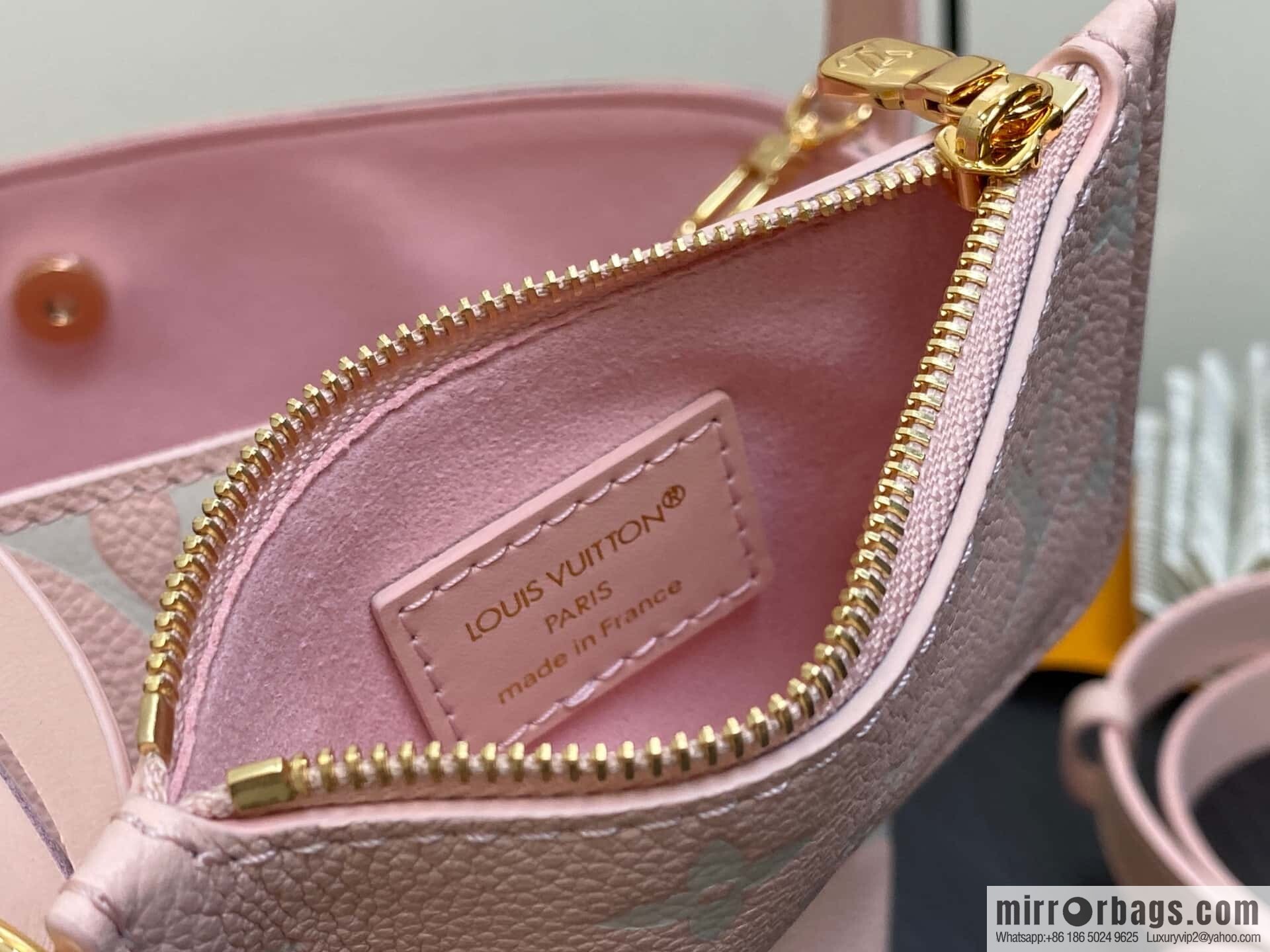 [Boutique‑grade] M14356 light pink silk screen, full leather bucket bag ALL IN BB bucket handbag