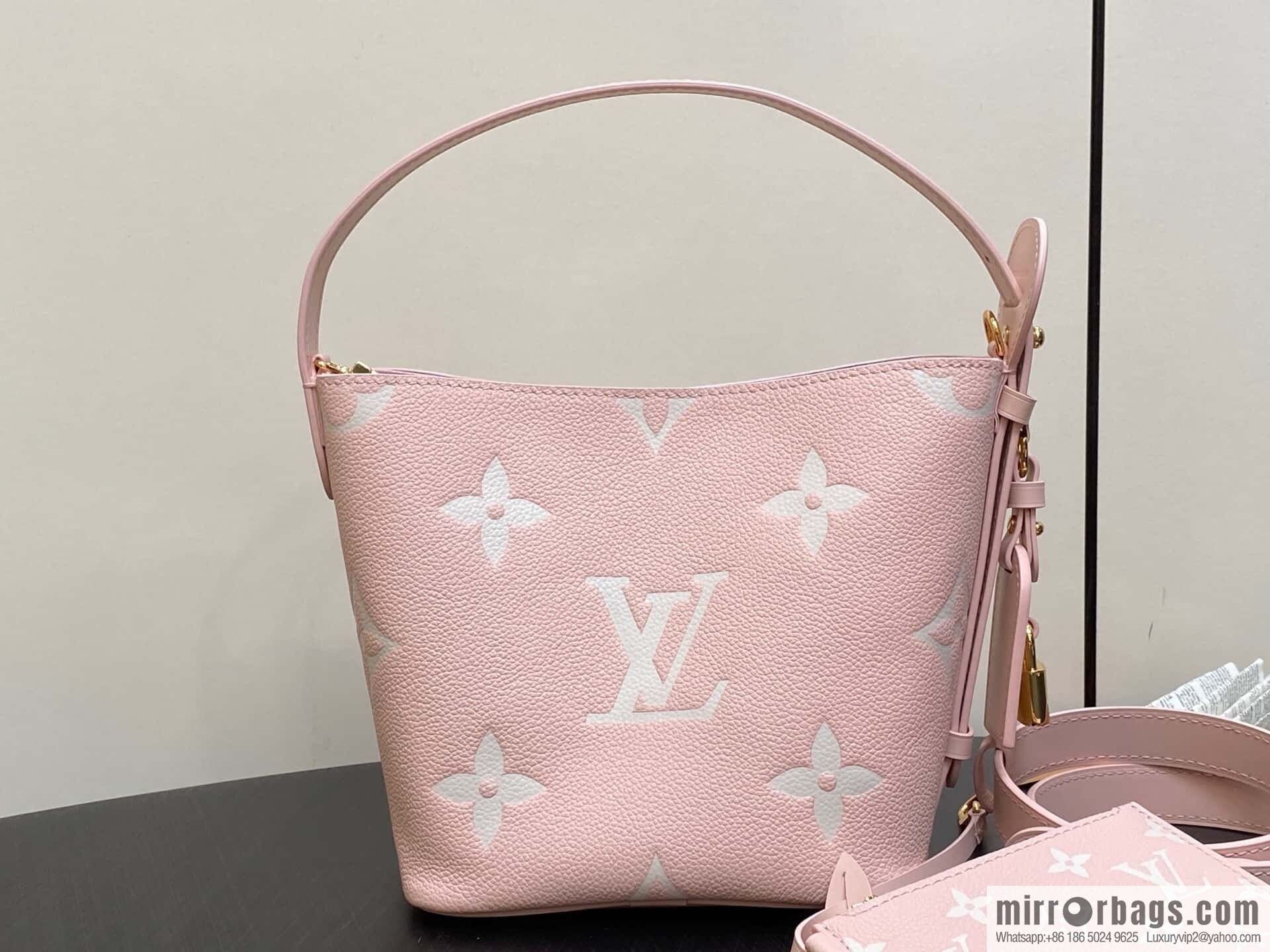 [Boutique‑grade] M14356 light pink silk screen, full leather bucket bag ALL IN BB bucket handbag