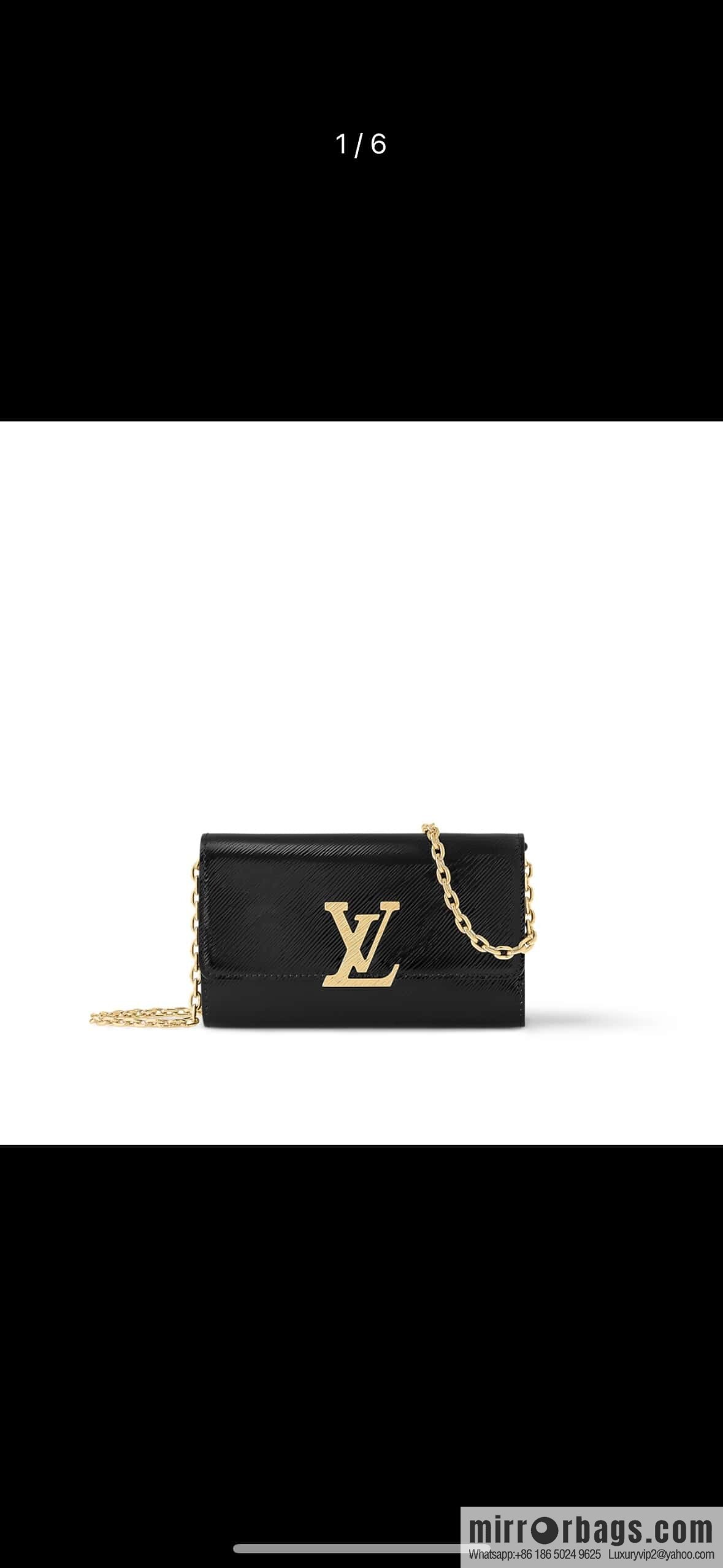 [Boutique‑grade] M23756 black water ripple, chain bag sbwPochette Louise chain bag (mirror patent leather)